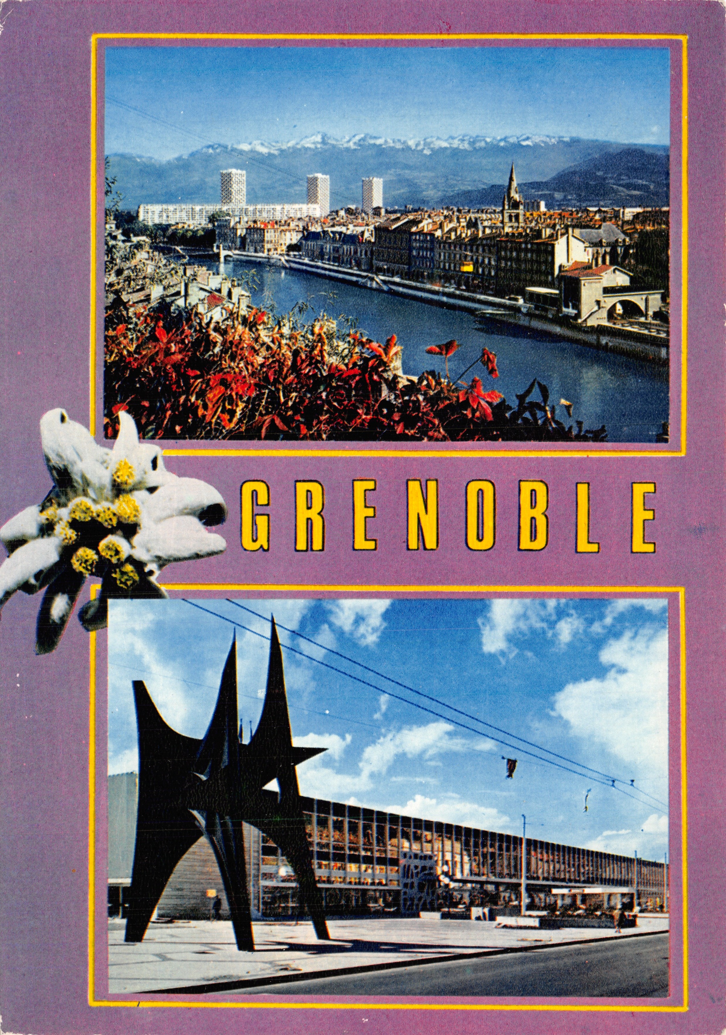 Grenoble — vista general con la estación SNCF y el estadio Calder — Éditions Dauphine
