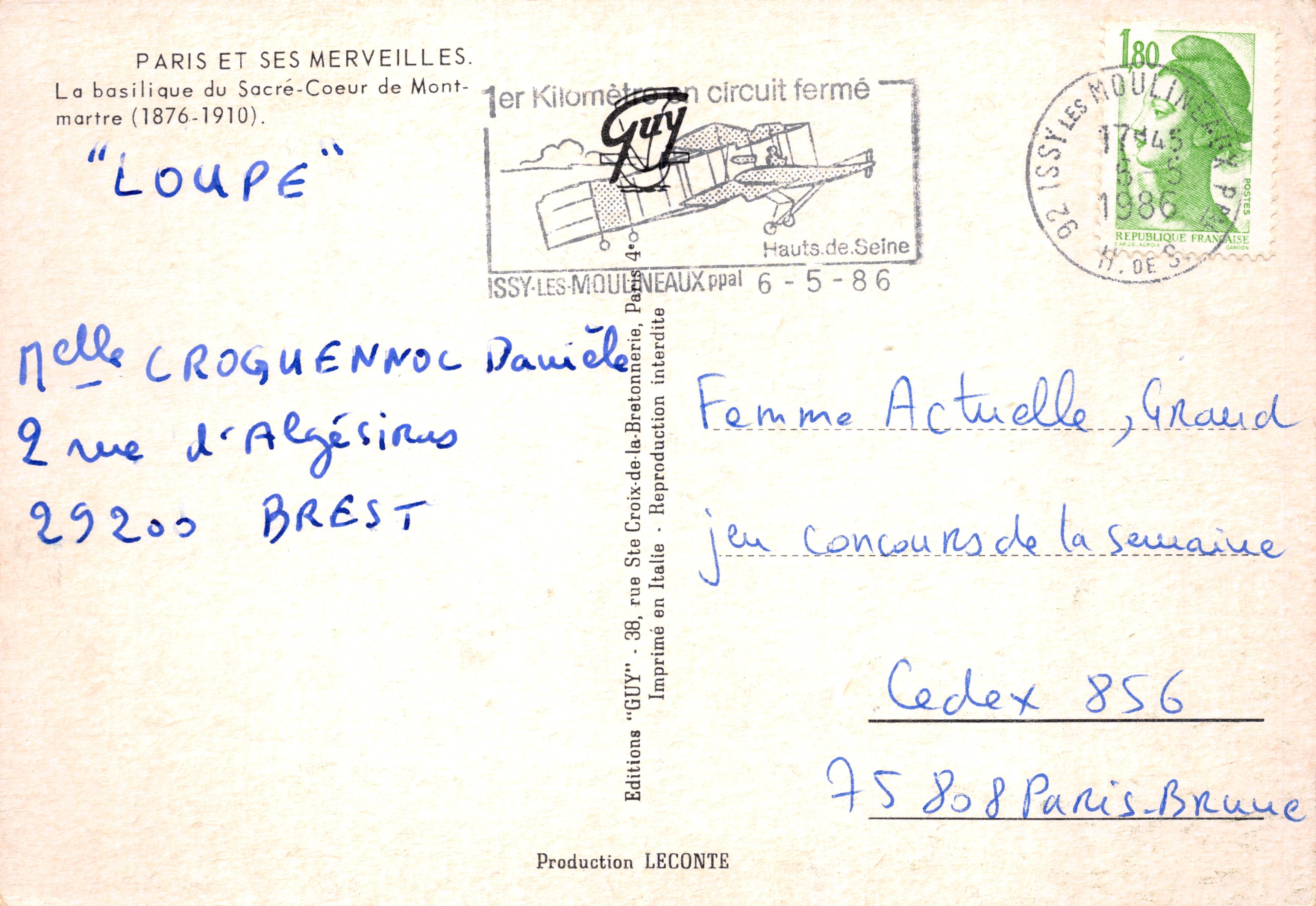 Sacré-Cœur de Montmartre — basilique (1876-1910) — Éditions GUY, Imprimé sur la carte — Reverso