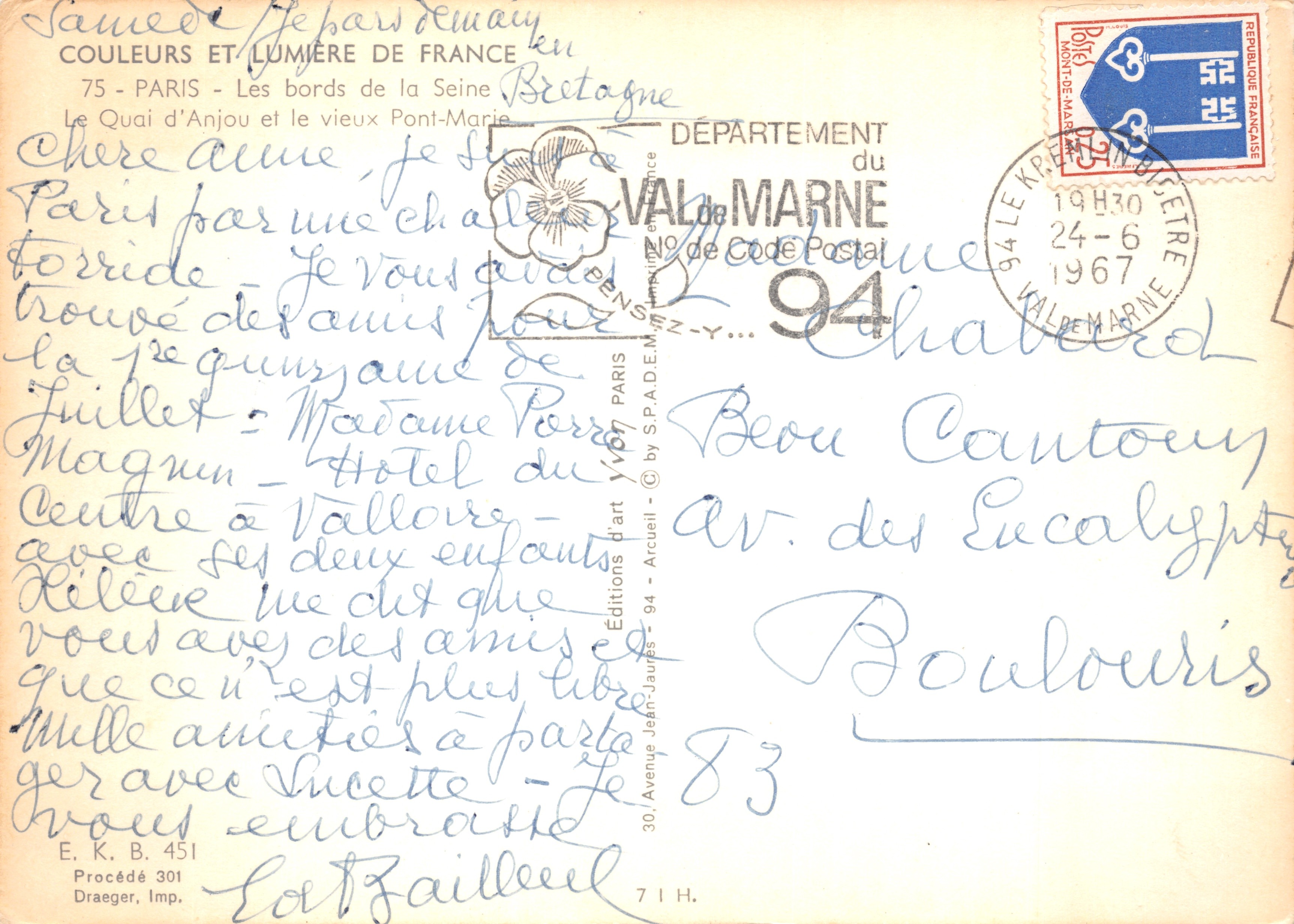 De oevers van de Seine — brug Marie — Éditions Jean-Jaures — Achterkant