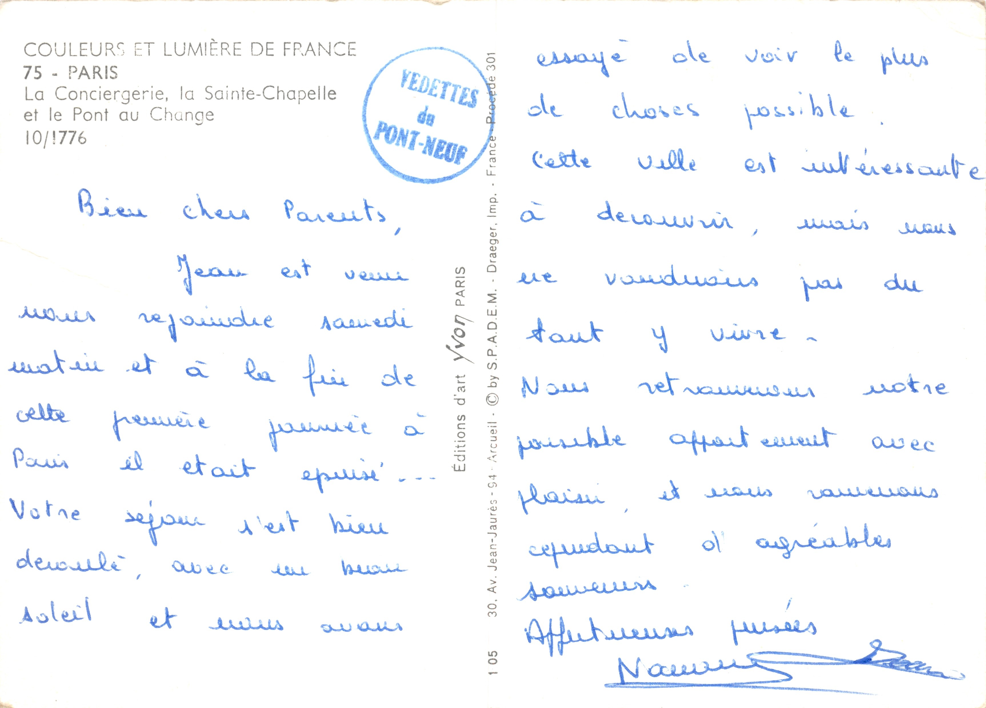 Paris — La Conciergerie, la Sainte-Chapelle et le Pont-Neuf — Éditions d'art Yvon — Verso