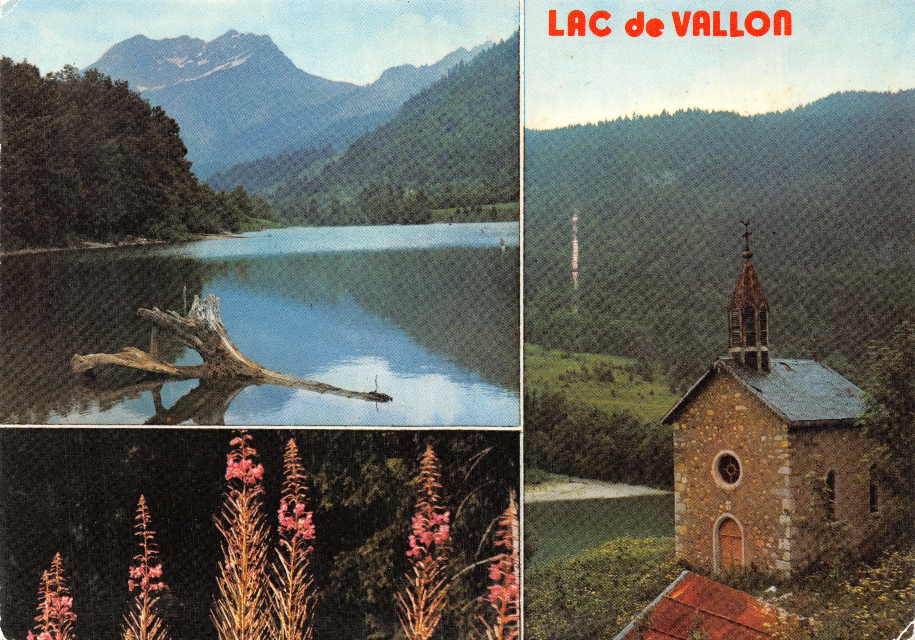 Lago di Vallon — vista del lago, chiesa e fiori — Éditions J. Cellart