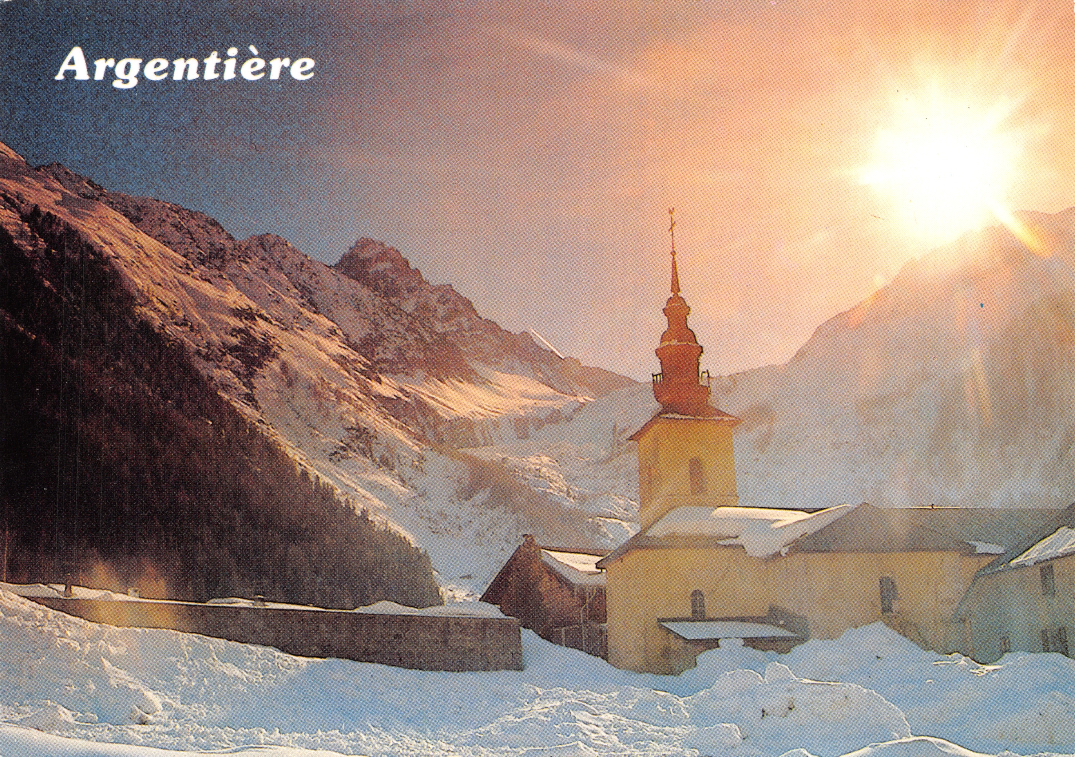 Argentière — kerk en het Chardonnets in de winter — uitgever SECA