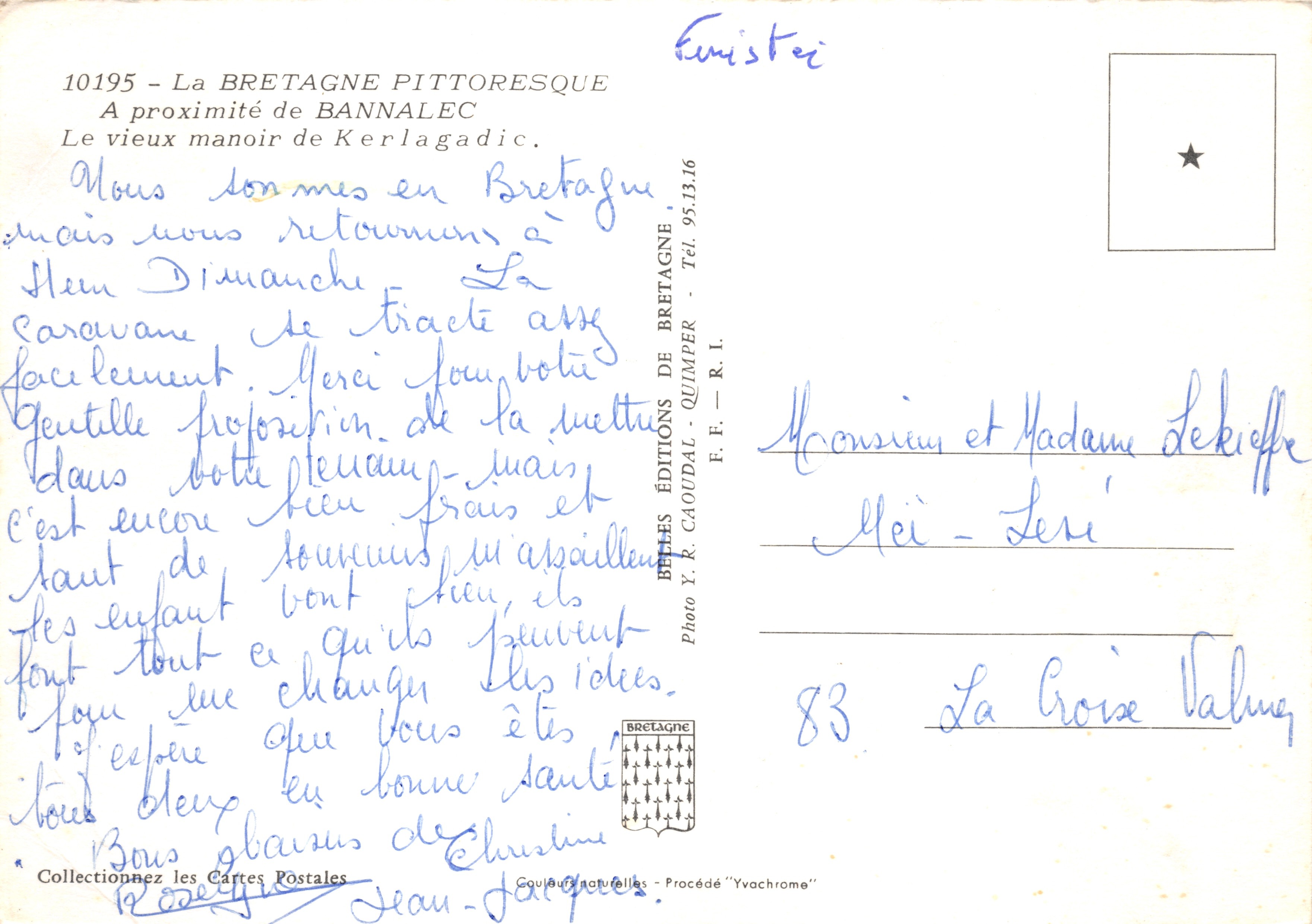 Le vieux manoir de Kerlagadic — à proximité de Bannalec — Éditions Y. R. Caoudal — Reverso