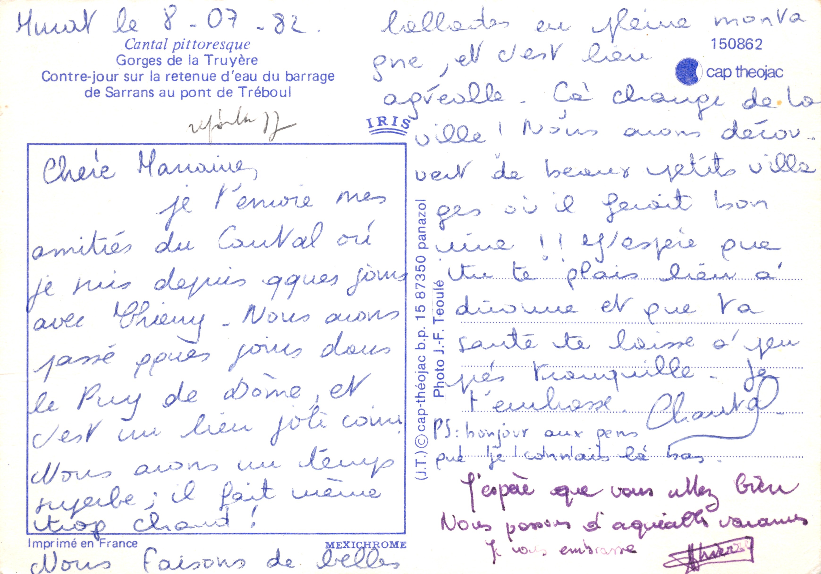Cantal pittoresco — Gole della Truyère al ponte di Tréboul — Stampa in Francia — Verso