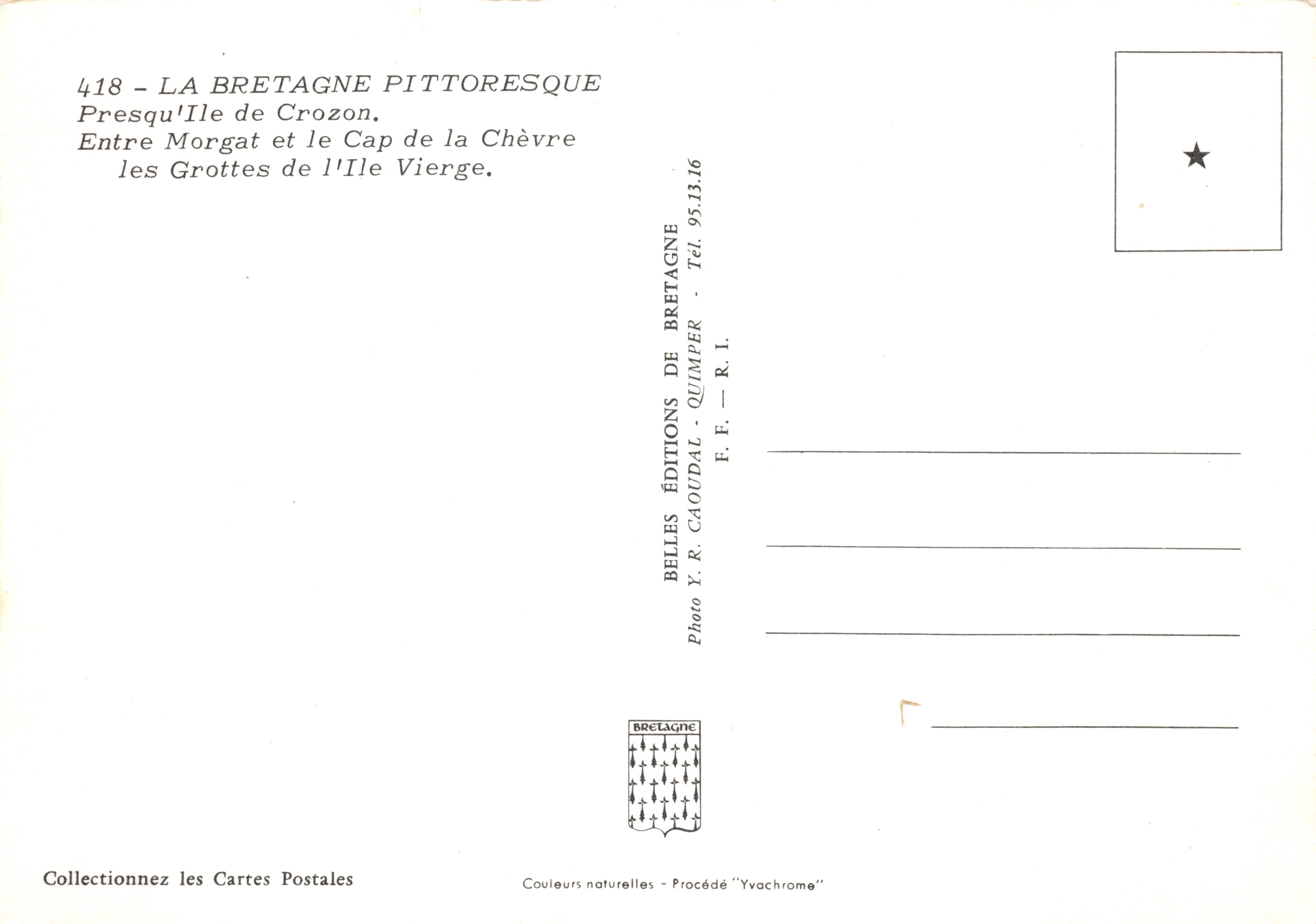 Presqu'île de Crozon — between Morgat and Cap de la Chèvre — Editions Y.R. Caoudal — Back