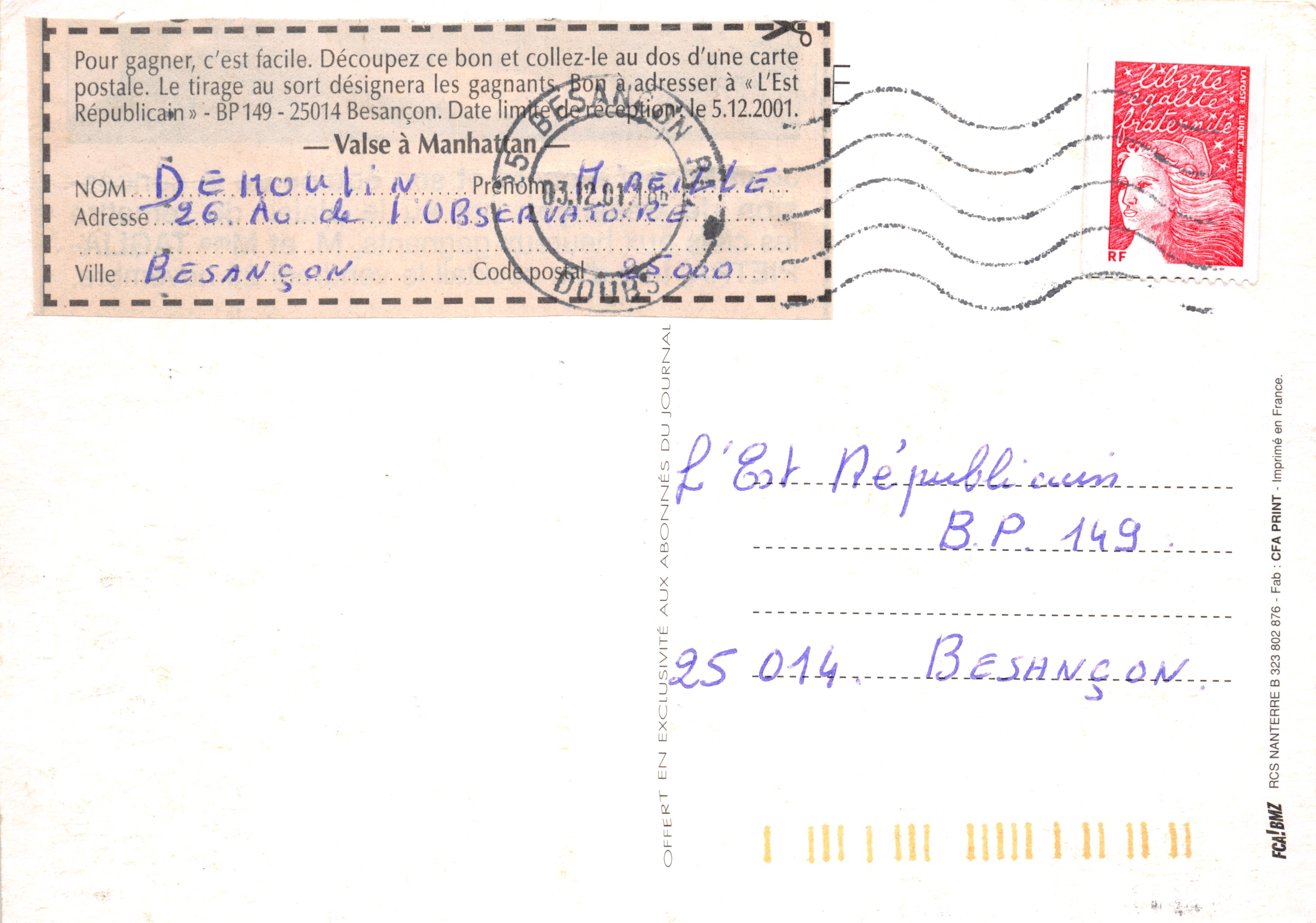 Carrefour-les-bains — zeebadscene — uitgever F.C.A. PRINT — Achterkant