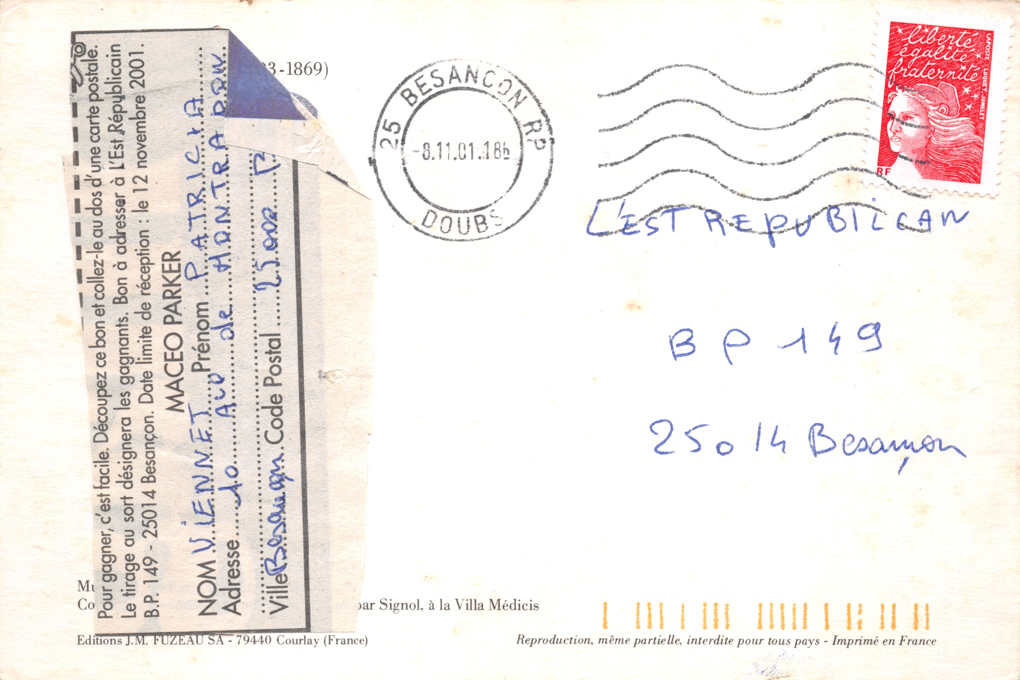 Ritratto di Frédéric Chopin — reproduction — Éditions J.M. FUZEAU SA — Verso