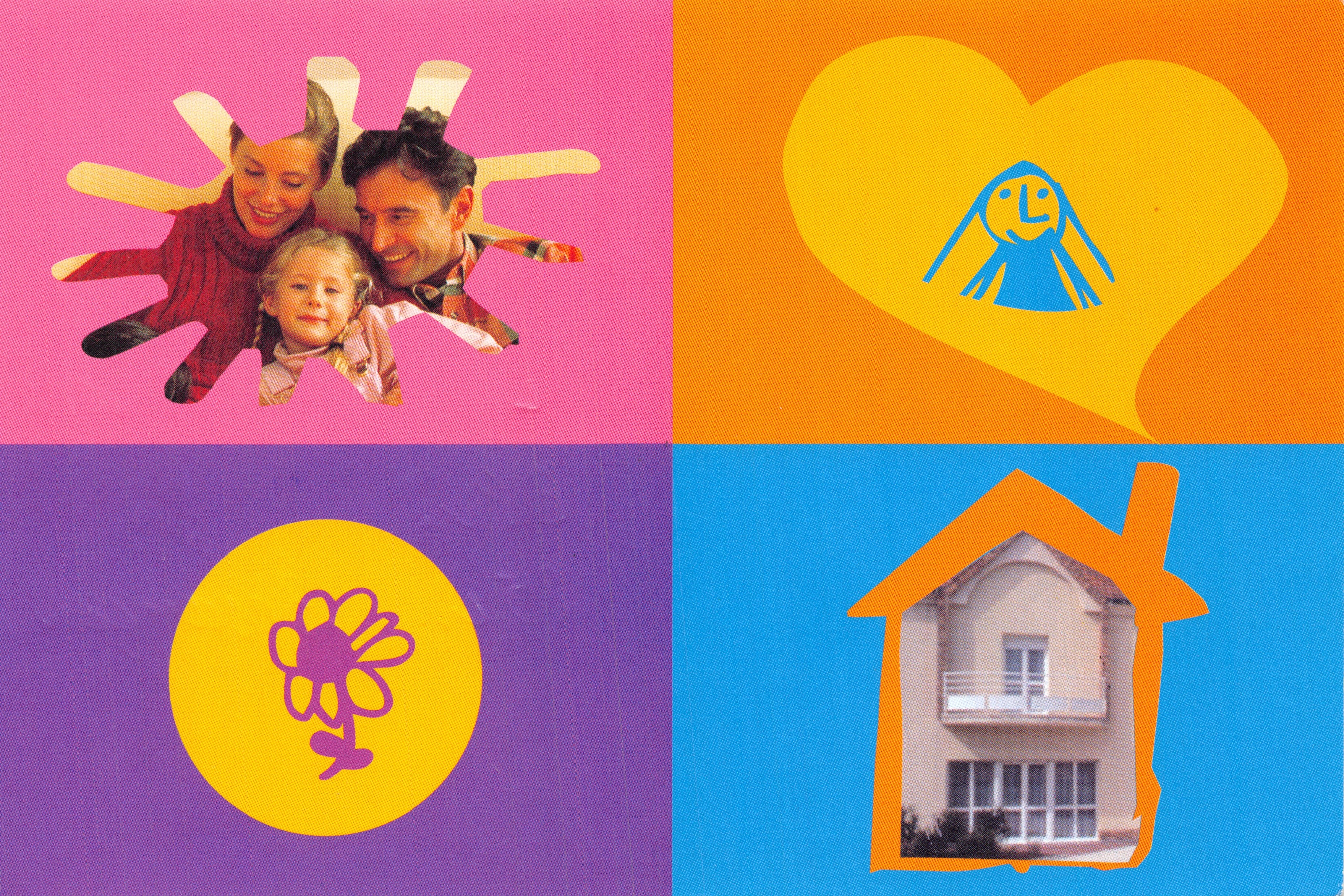 Smiling Family — family scene with colorful motifs — publisher: FONDATION SOUS L'ÉGIDE