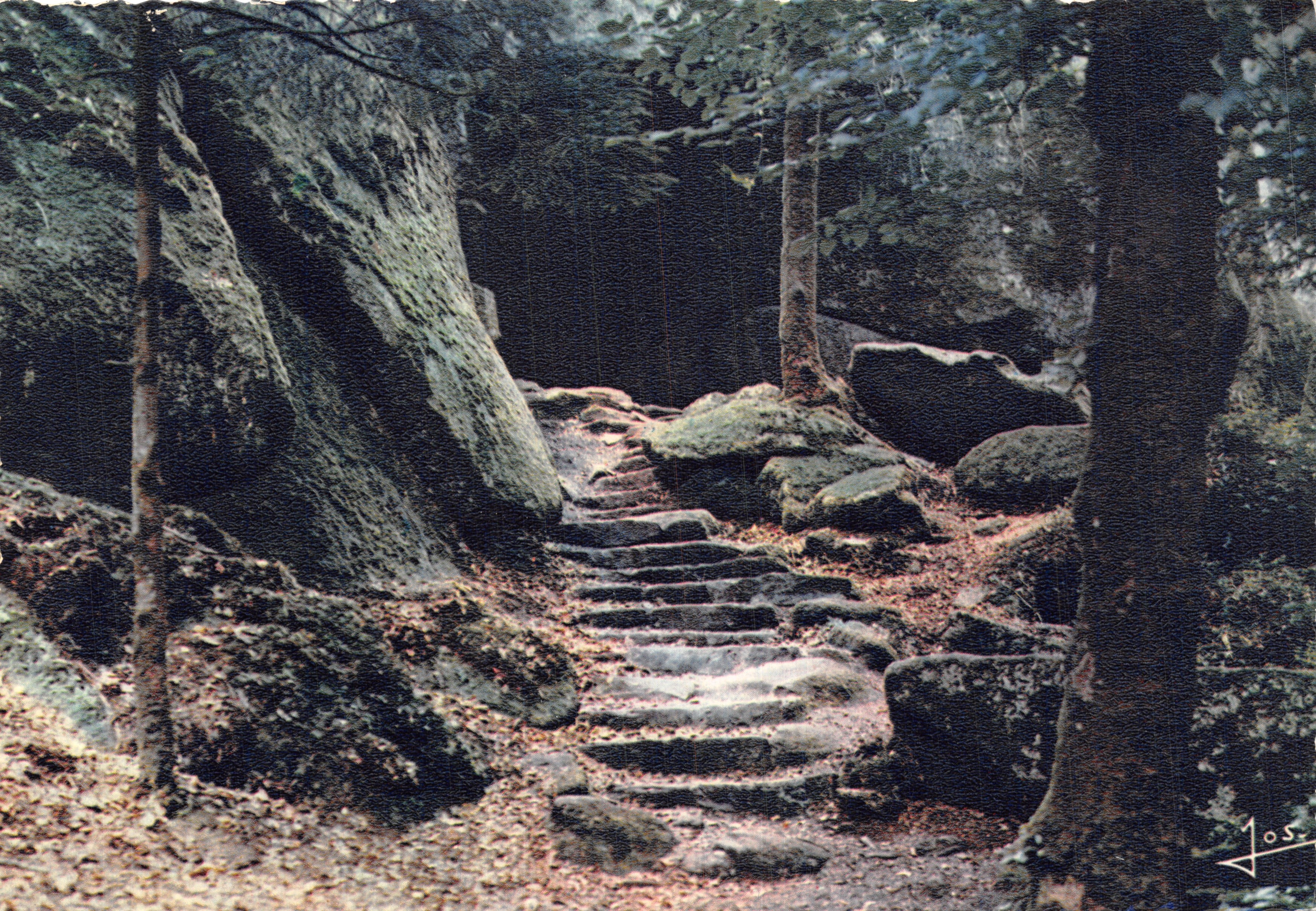 Grotta d'Artus — nella foresta di Huelgoat — Editions d'Art Jos, Châteaulin