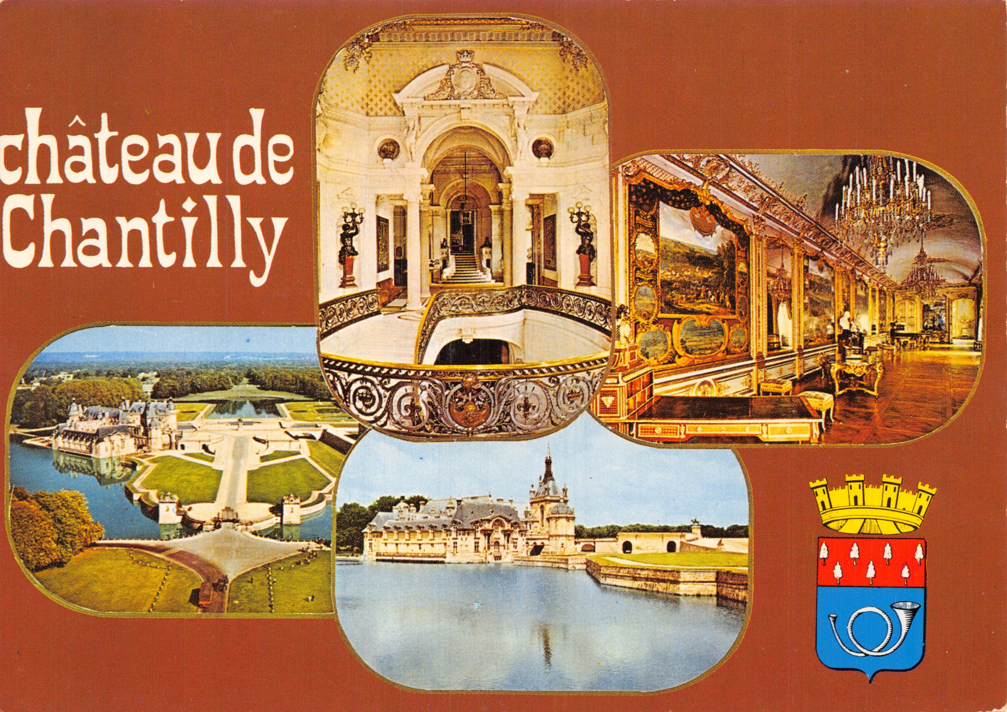 Kasteel van Chantilly — panoramische uitzicht en interieurs — éditeur Combier Imprimeur Mâcon