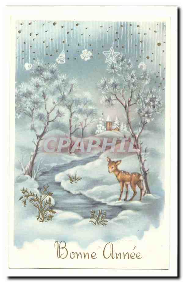 CPA Fantaisie Bonne annee (biche)