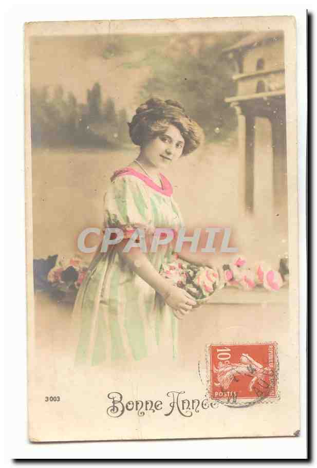CPA FAntaisie Bonne annee (femme)