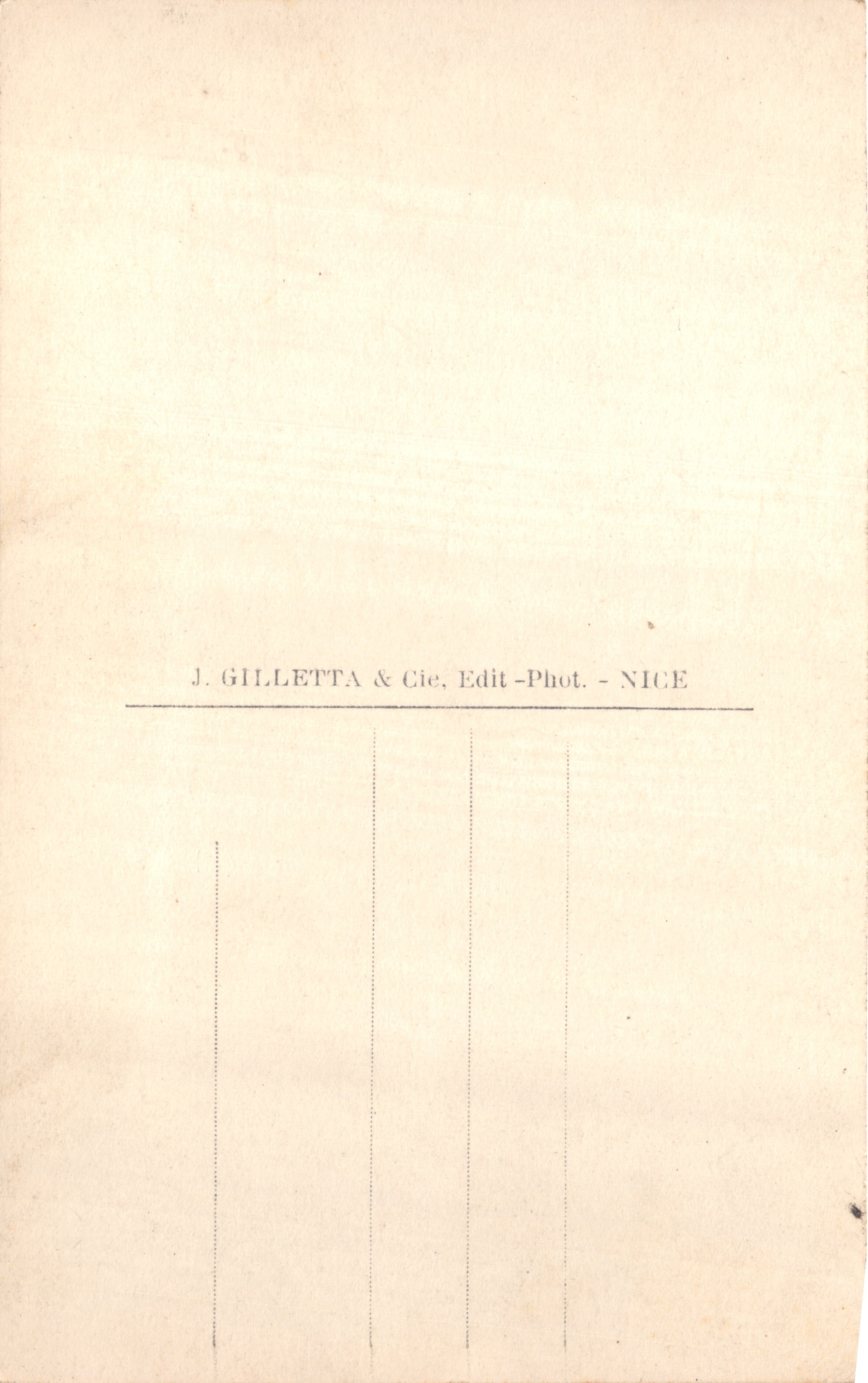 Nizza - Waterval van het Kasteel — uitgever J. GILLETТА & Cie. Edit-Phot. - NICE, n° 64 — Achterkant