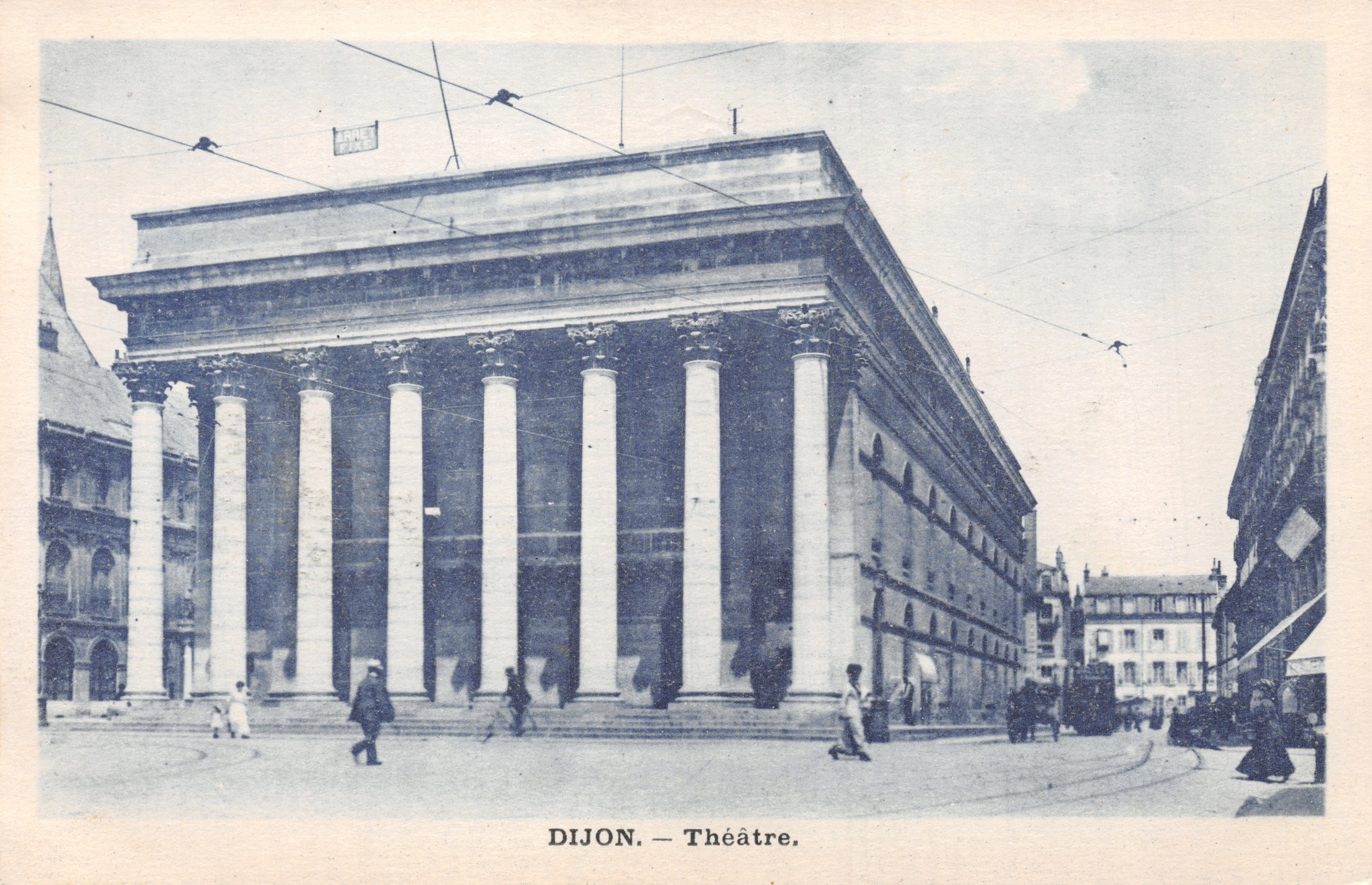 Dijon — Teatro — Facciata neoclassica con colonnati, editore C.-L.-B