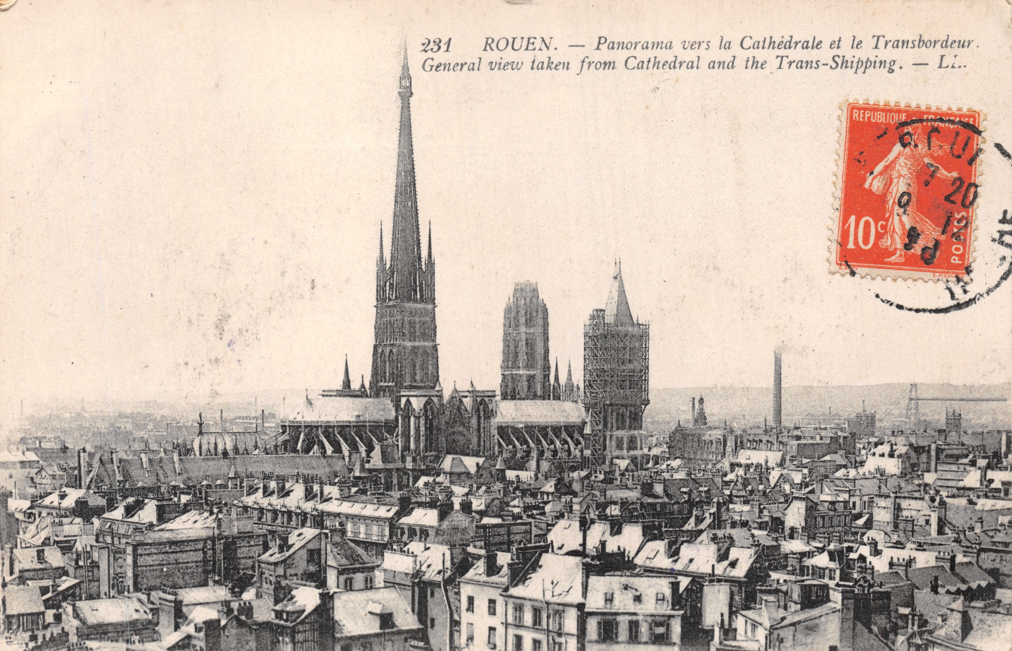 Rouen — Panorama zum Dom und zum Transbordeur — L.I. — n°231