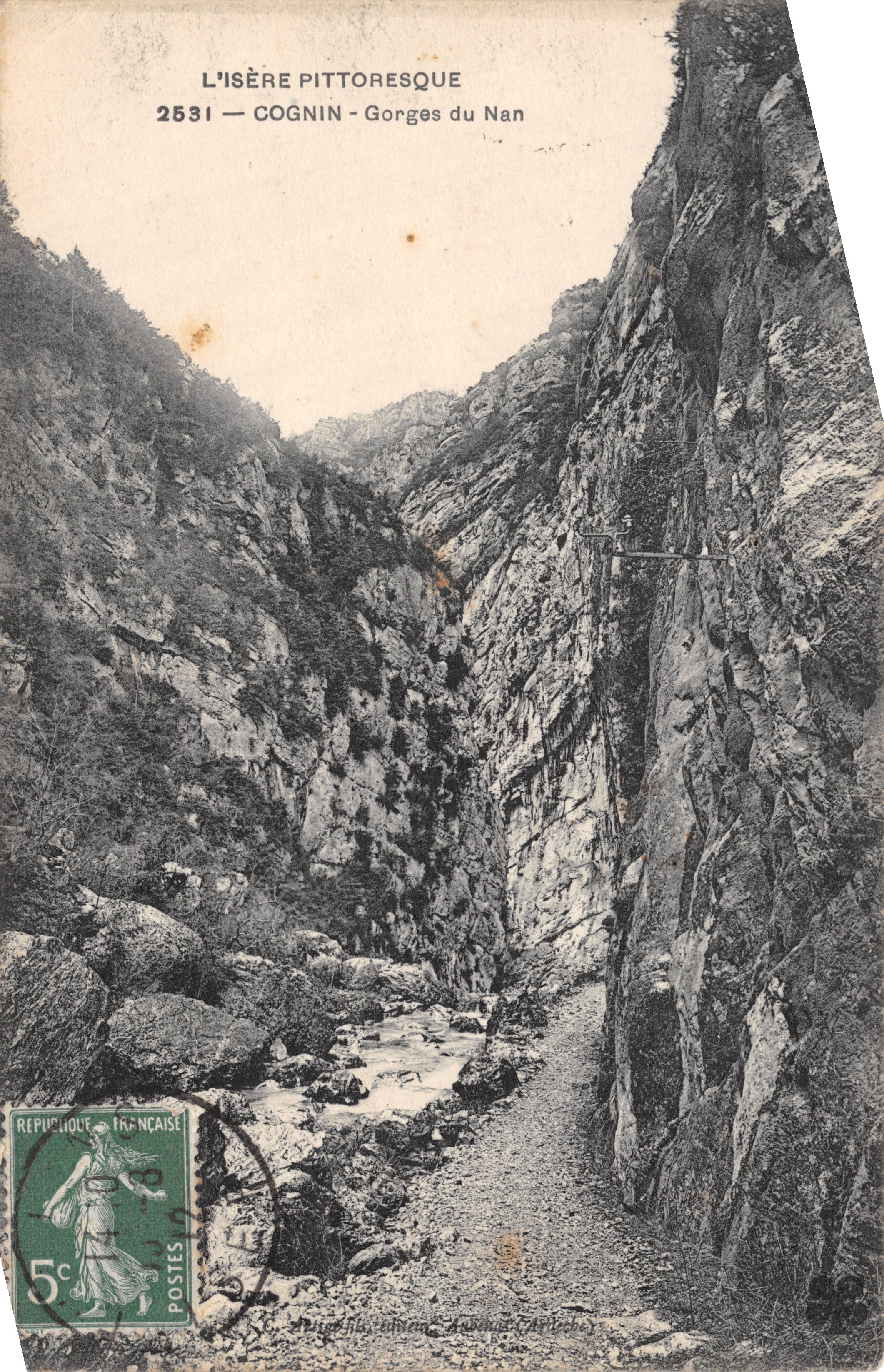 Gorges du Nan — paisaje de cañón en Isère — editor L'Isère Pittoresque, n.º 2531
