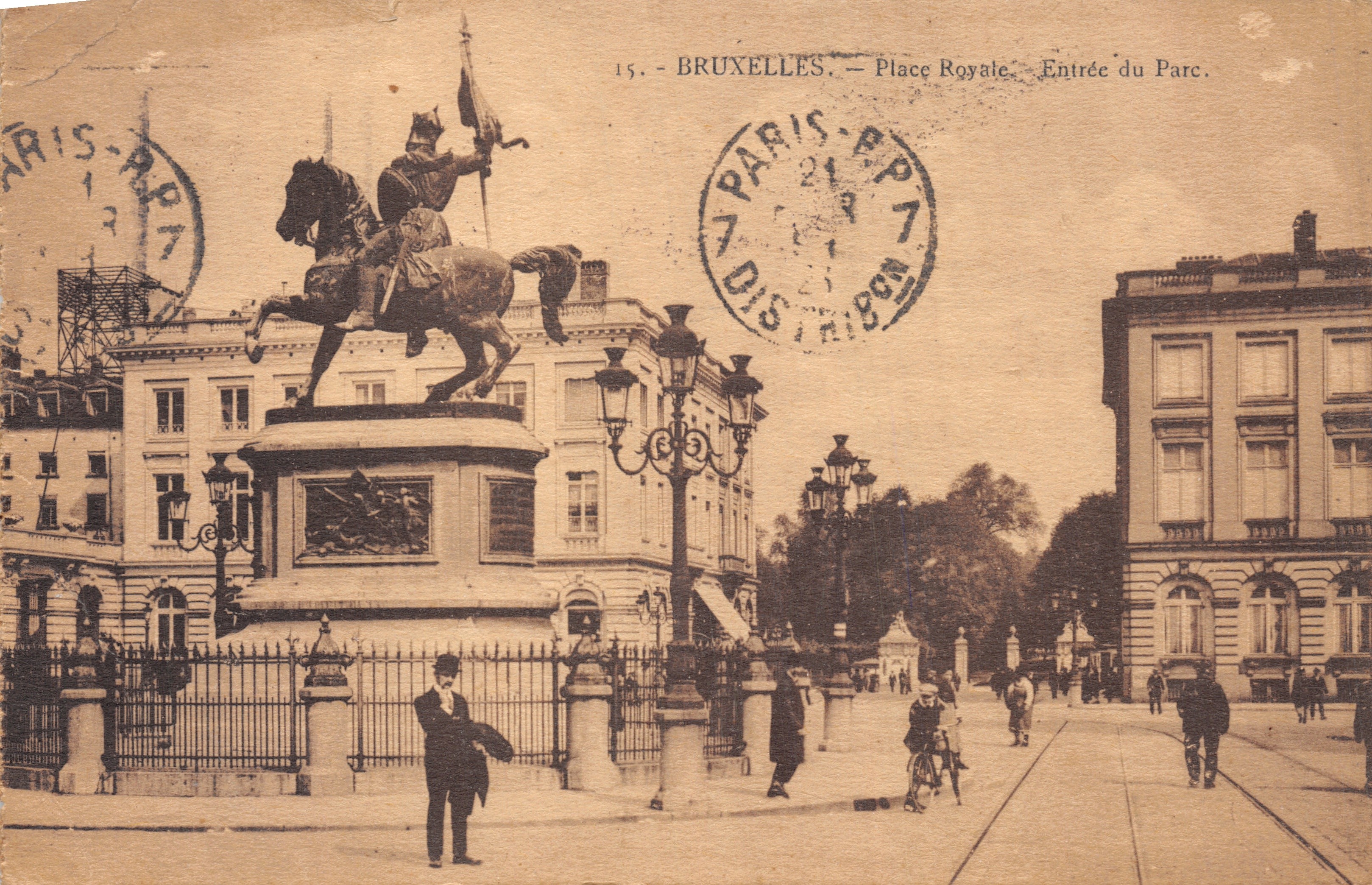 Bruxelles — Place Royale, Entrée du Parc — éditeur Paris-RPA, n°15