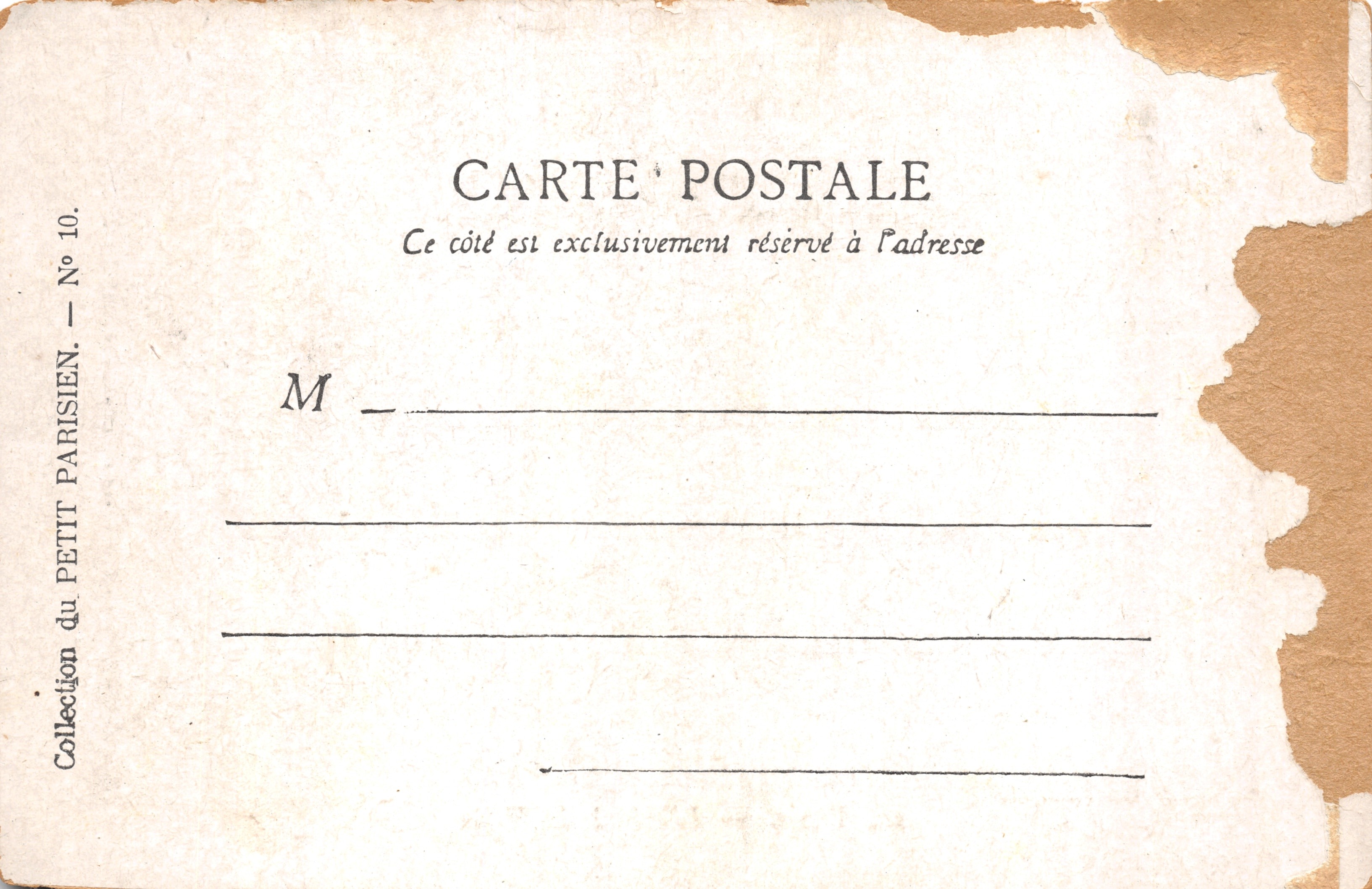 Parijs — Het Hôtel de Ville — Collectie van het PETIT PARISIEN, N° 10 — Achterkant