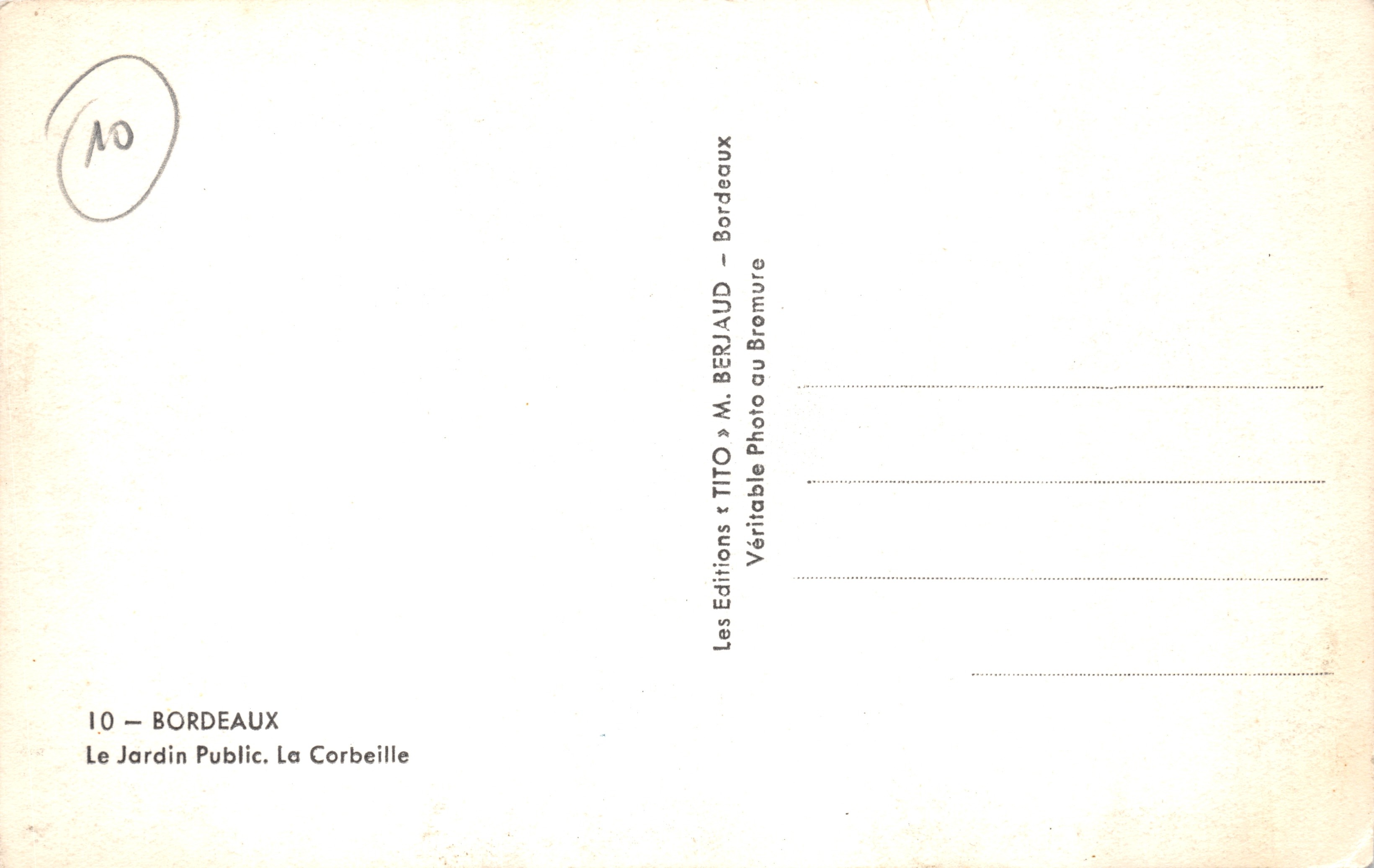 Jardín Público — La Cesta — editor Tito — Reverso
