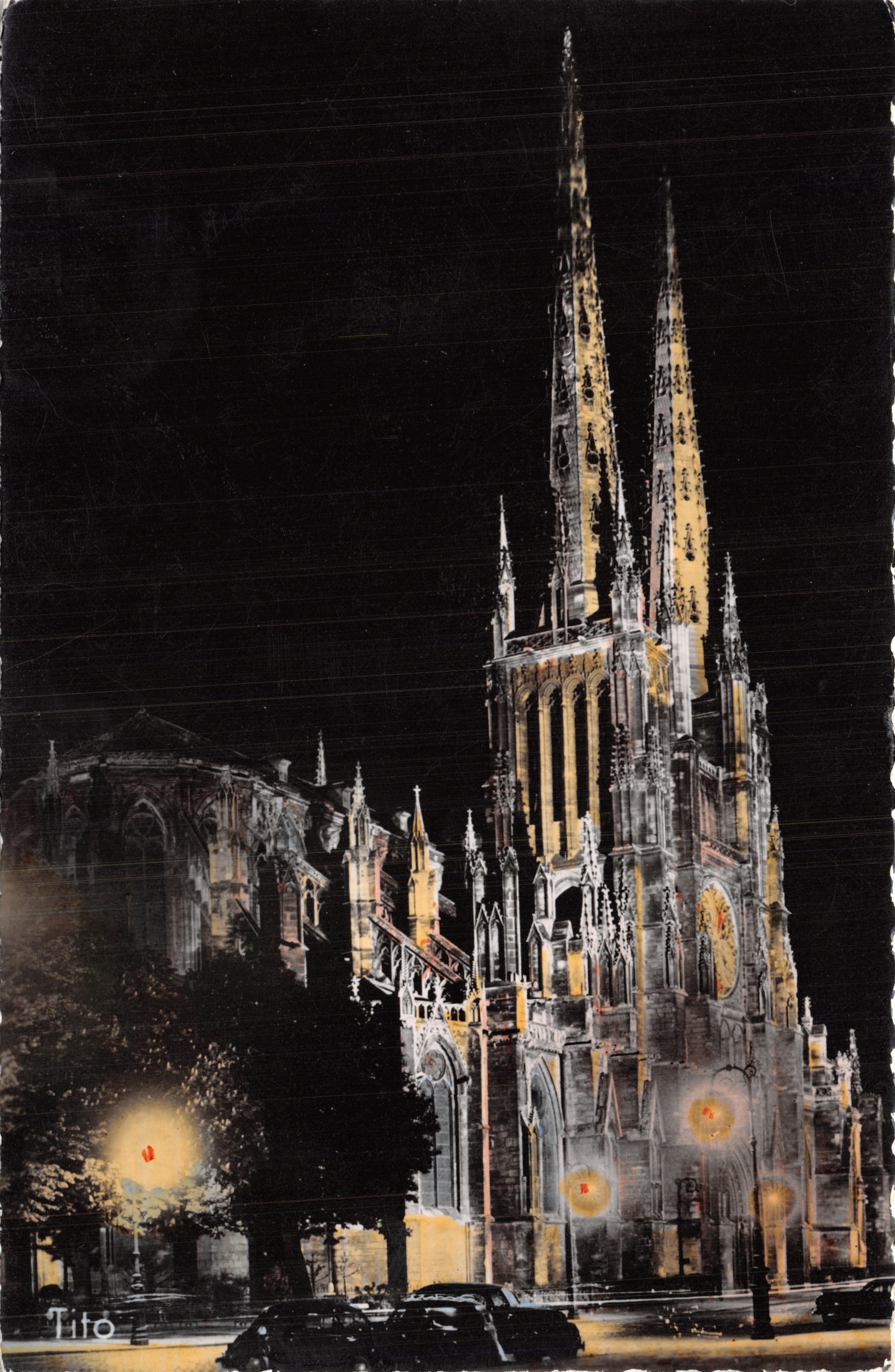 La Cattedrale di notte — Vista notturna della cattedrale di Bordeaux — Editore Tito