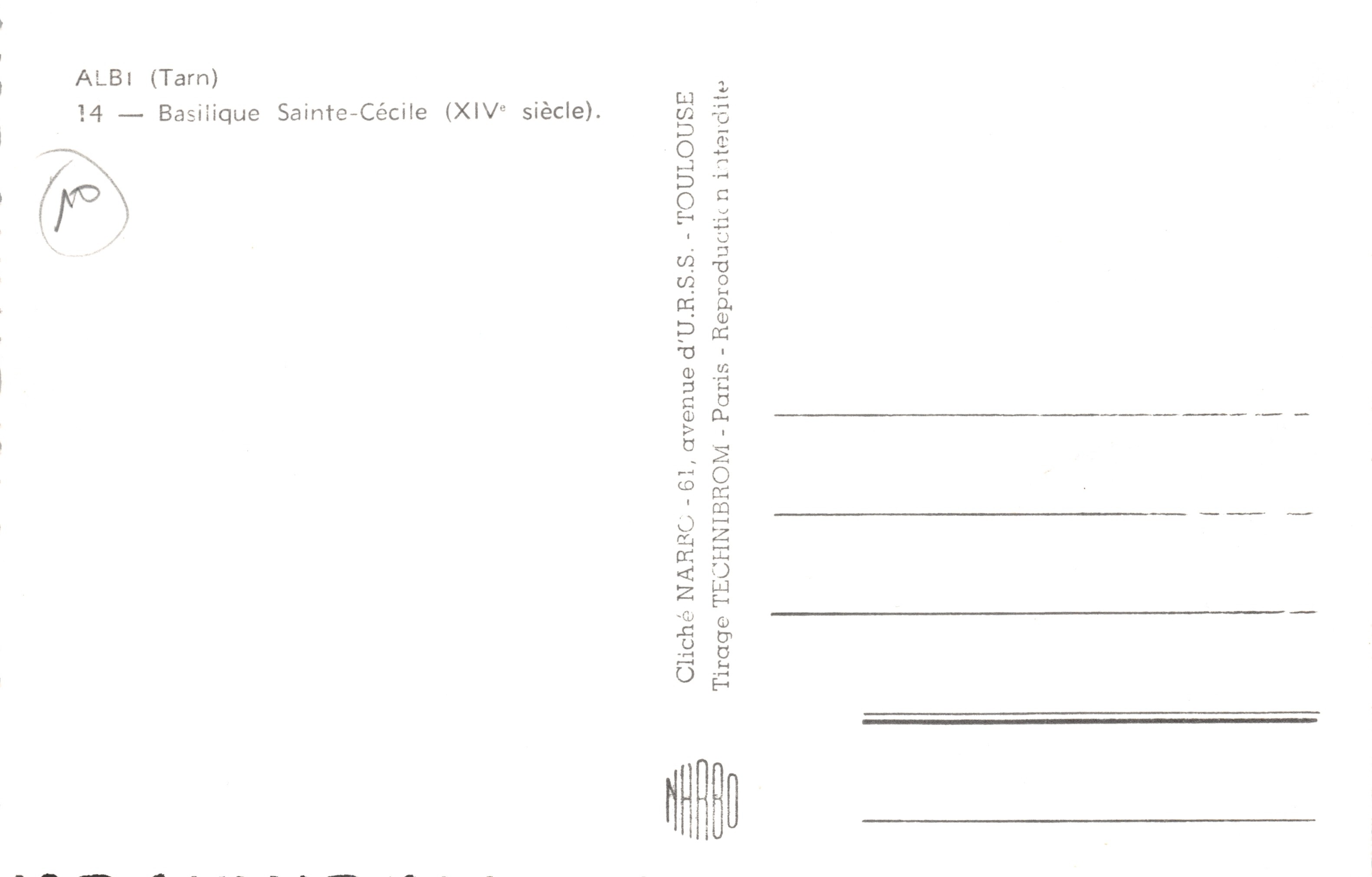 Albi — Basilique Sainte-Cécile — éditeur NARBO, n°14 — Reverso