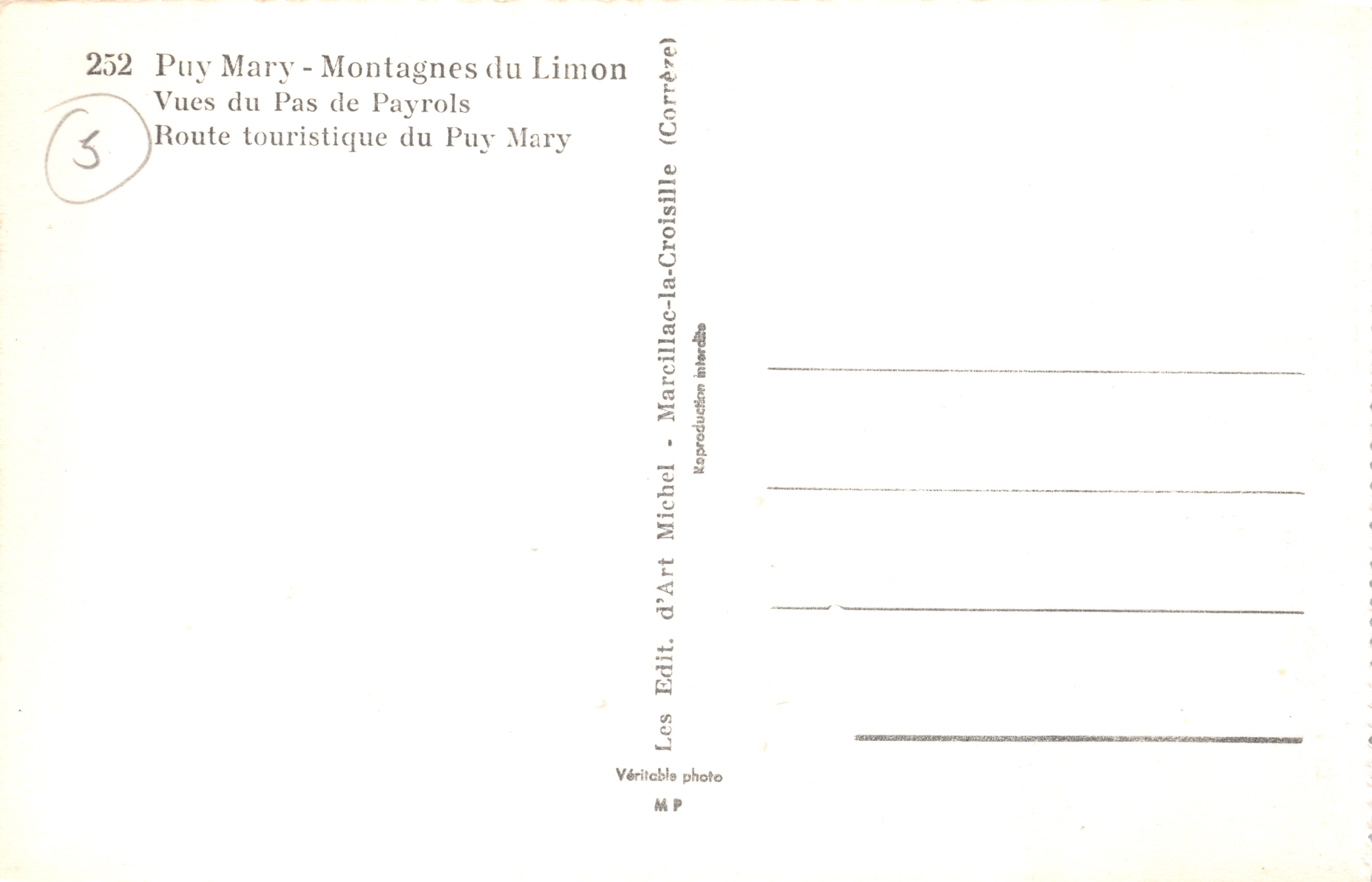 Puy Mary - Limon-gebergte - Uitzichten van de Pas de Payrols (Corrèze) — Achterkant