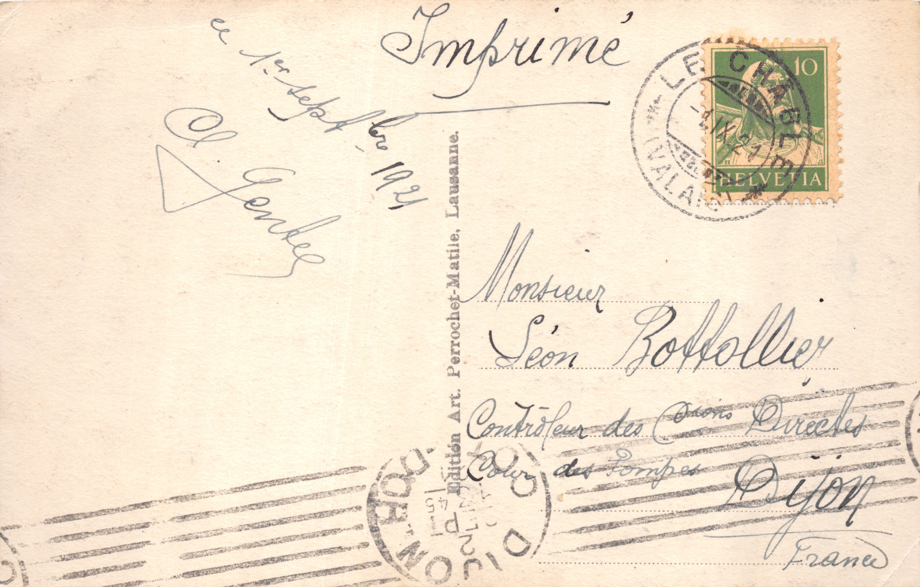 Cabane de Chanrion — Mont Avril et Glacier de Durand — édition Imprime — Verso