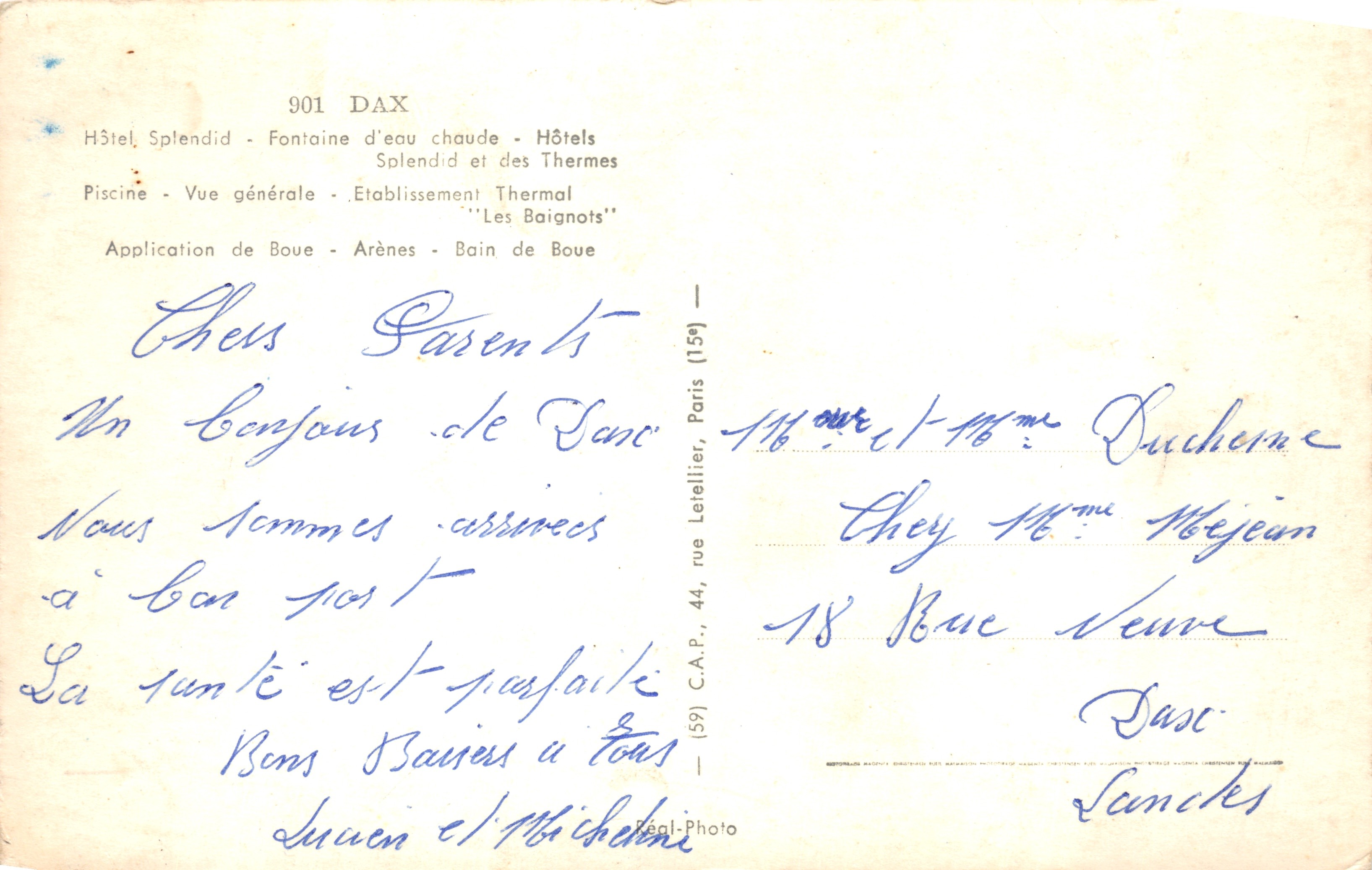 Dax — Vue générale des thermes et du paysage — Réal-Photo — Achterkant