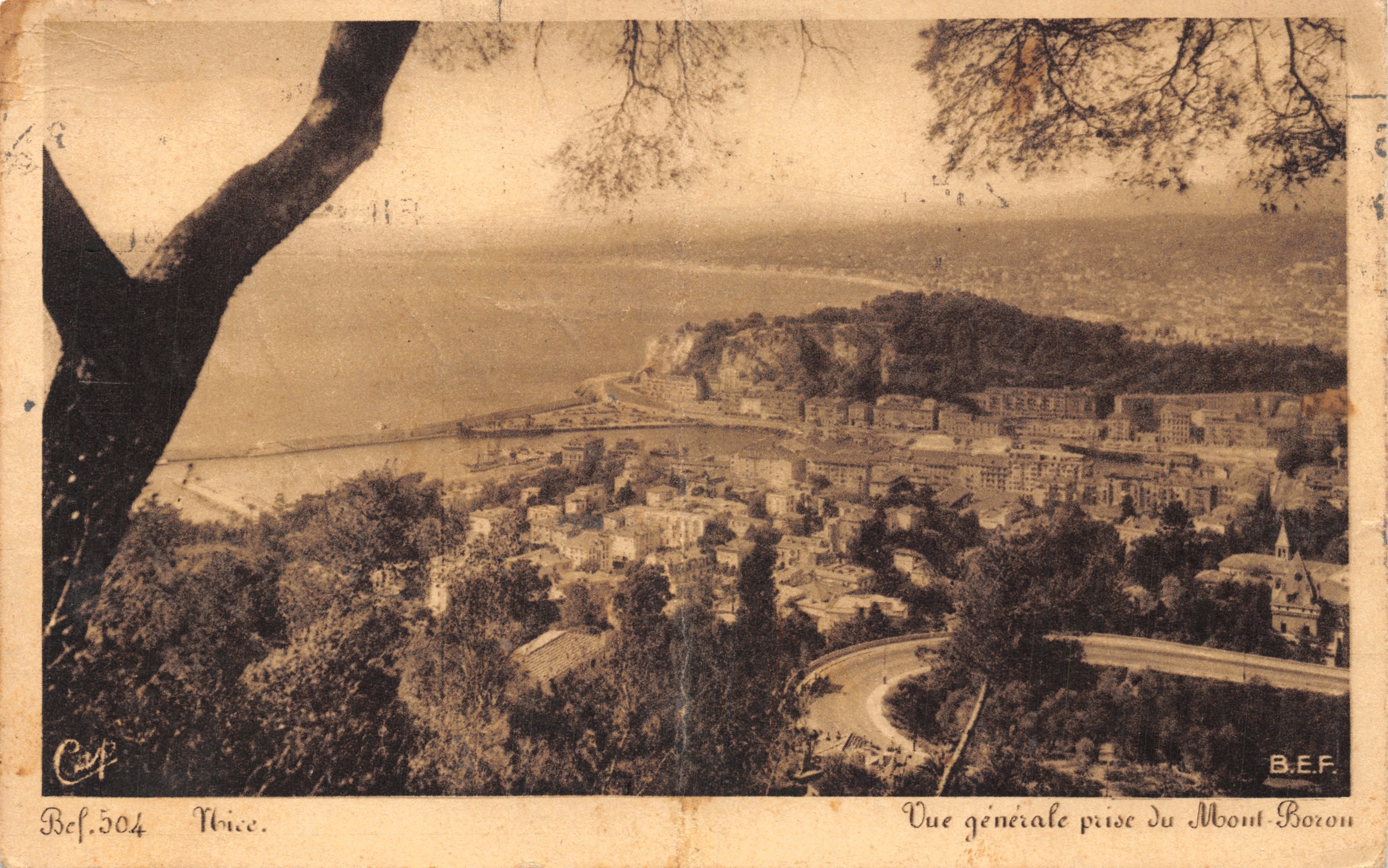 Vista general tomada desde el Mont-Boron — Nice — editor B.E.F. n° Ref.504