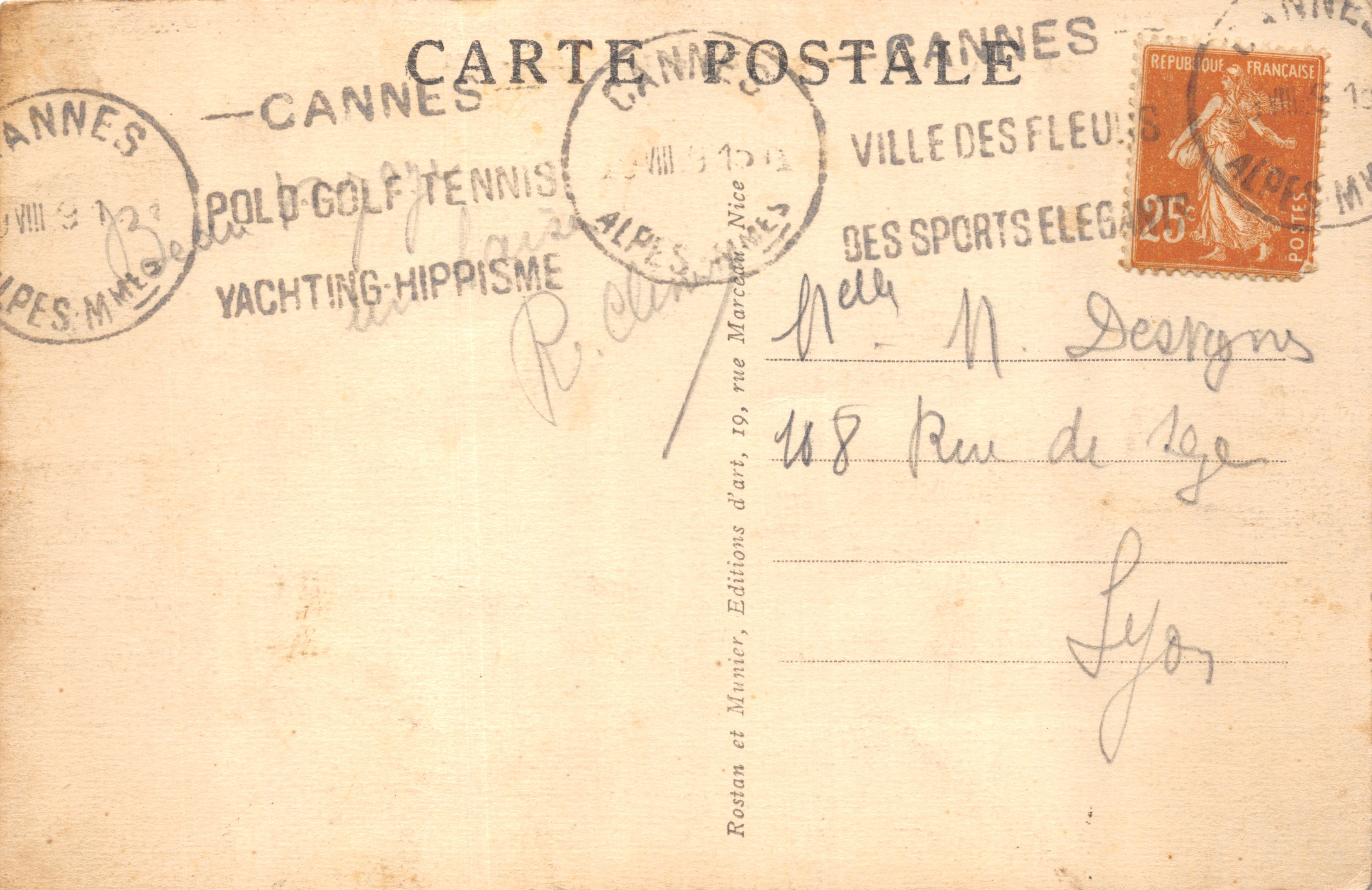 CANNES — Le Port et le Casino — RM — Achterkant