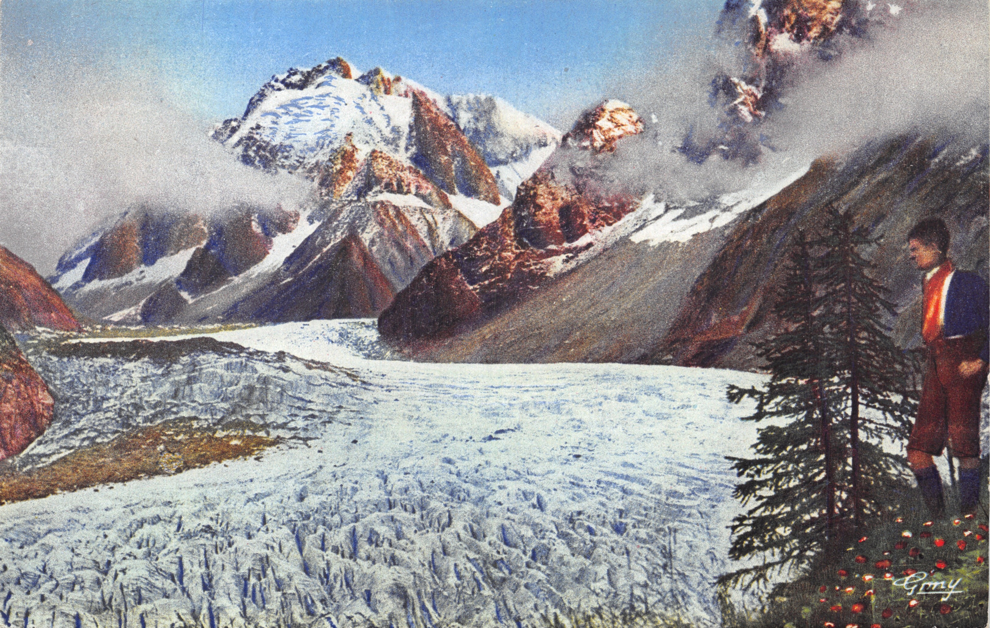 De pittoreske Savoie — De ijszee. In de verte, de grote Jorasses (4.206 m.) — uitgever A. Collomb, Chambéry