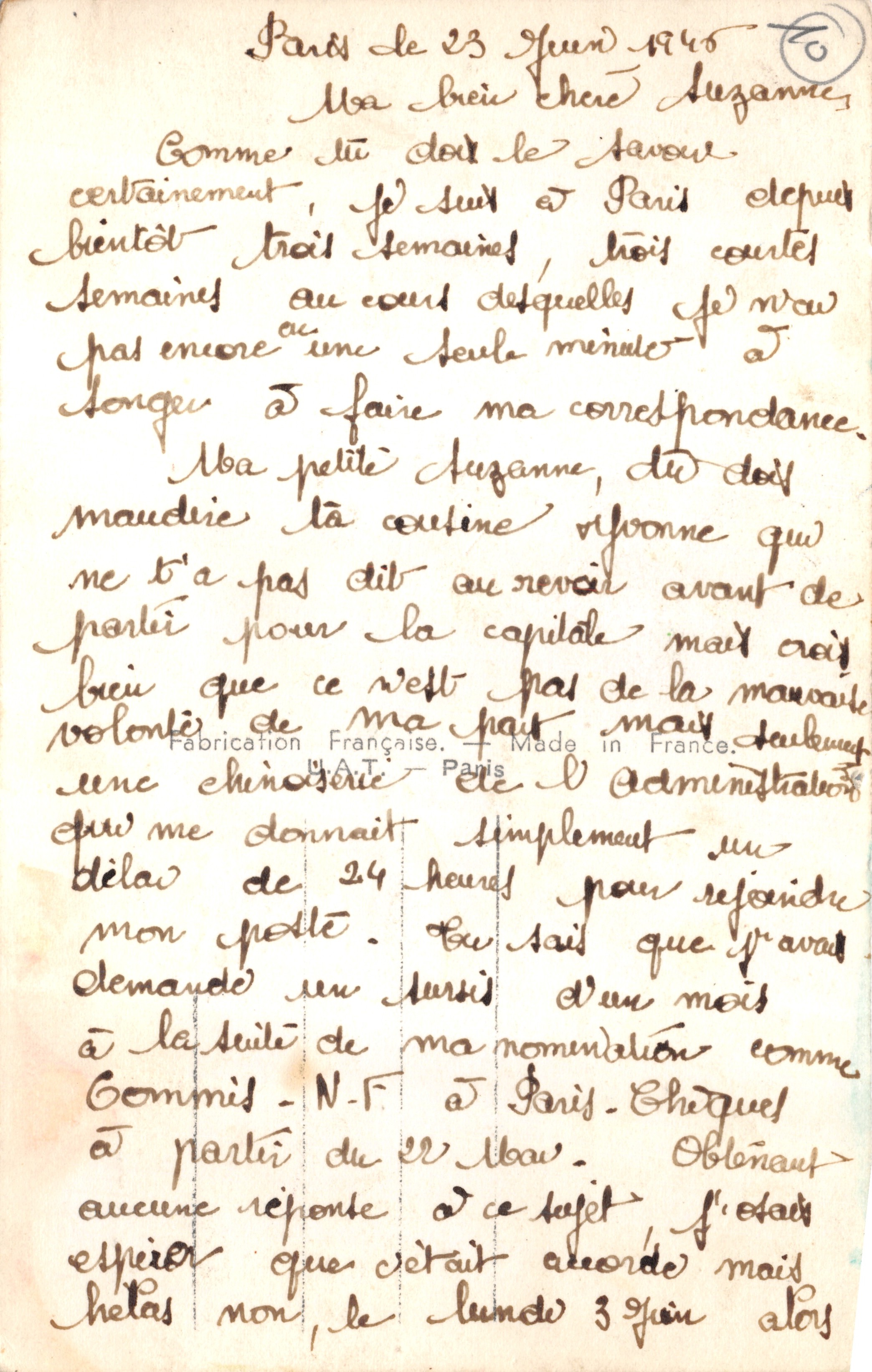 Paris. Der Sacré-Cœur — Panoramablick von den Stufen des Montmartre, unbekannter Verleger, Nr. 19 — Rückseite