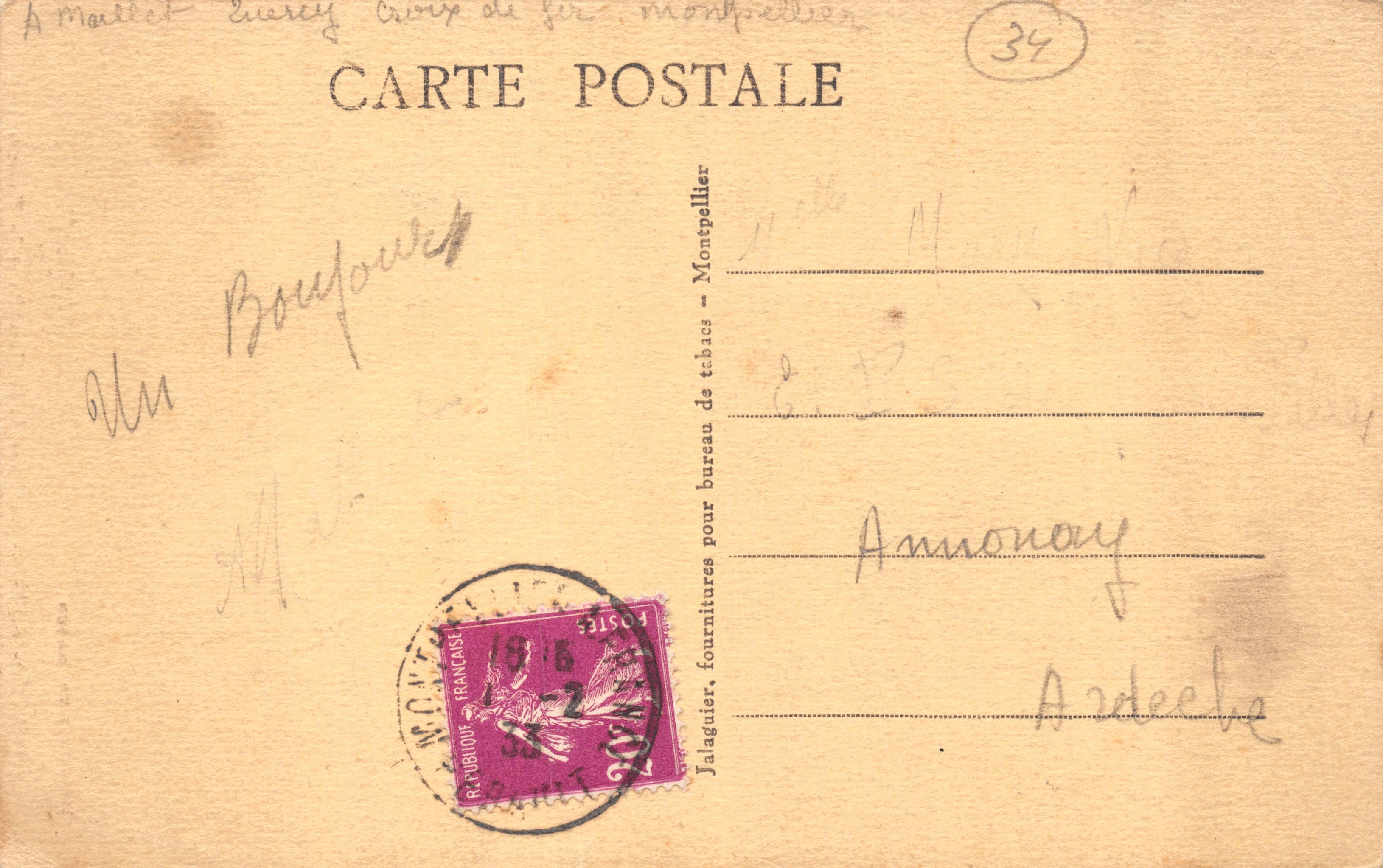 Montpellier — Place de la Comédie e il Teatro — Foto. Combier-Maçon — Verso