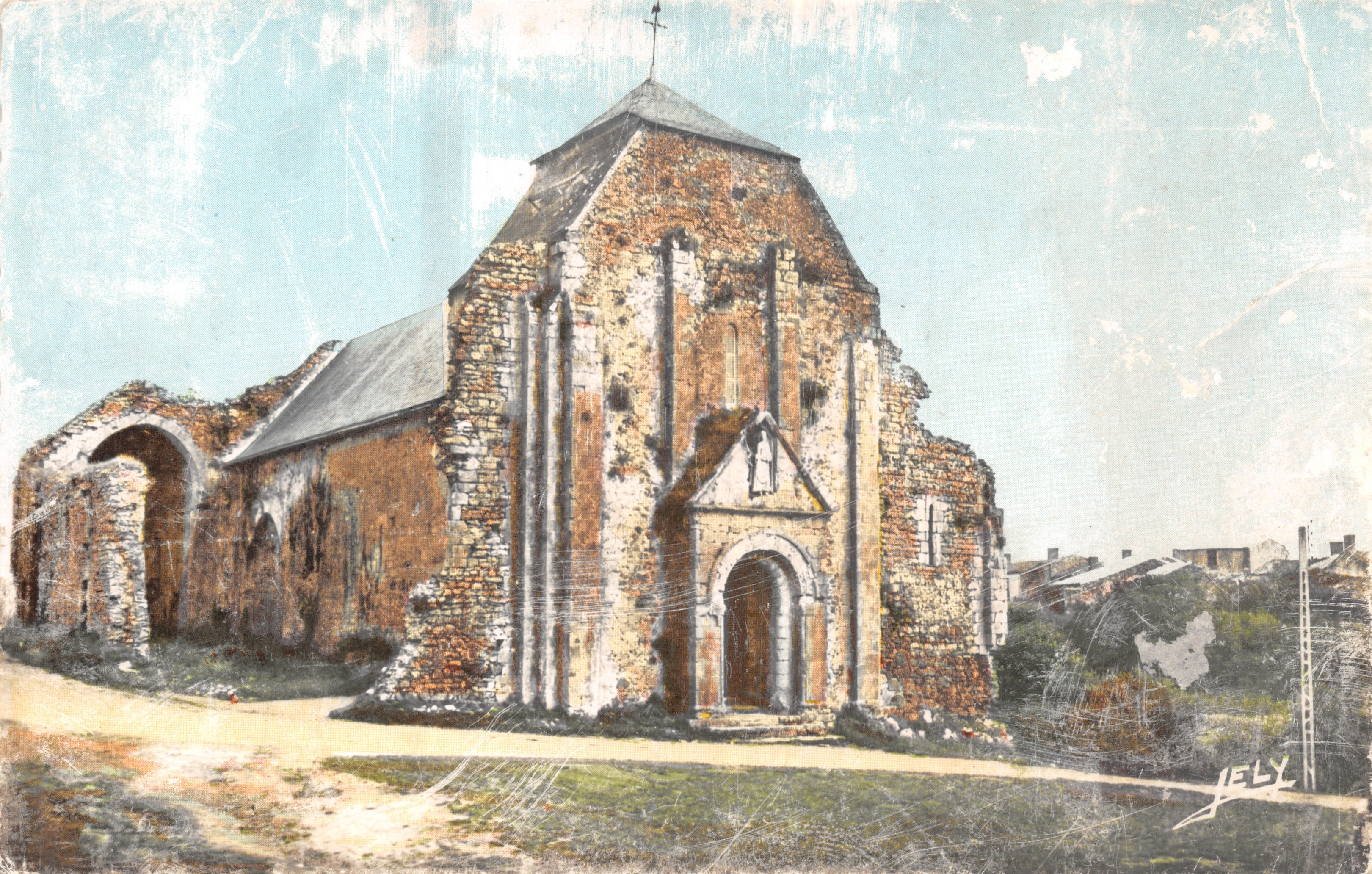 Kościół św. Nikodema w Bremie — ruiny — rysunek JELY, wydawca JELY-POUPIN, n° 659