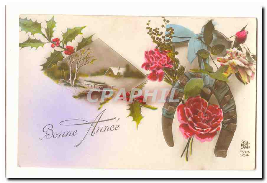 CPA Fantaisie Bonne annee (fer a cheval)