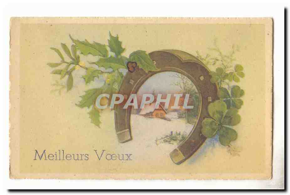 CPA Fantaisie Meilleurs voeux (fer a cheval)
