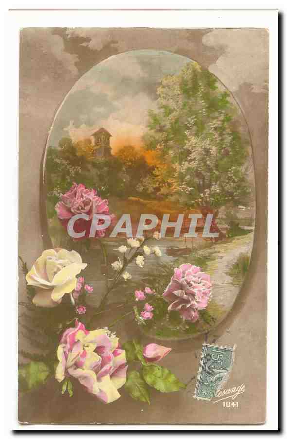 CPA Fantaisie Tabealu fleurs et roses