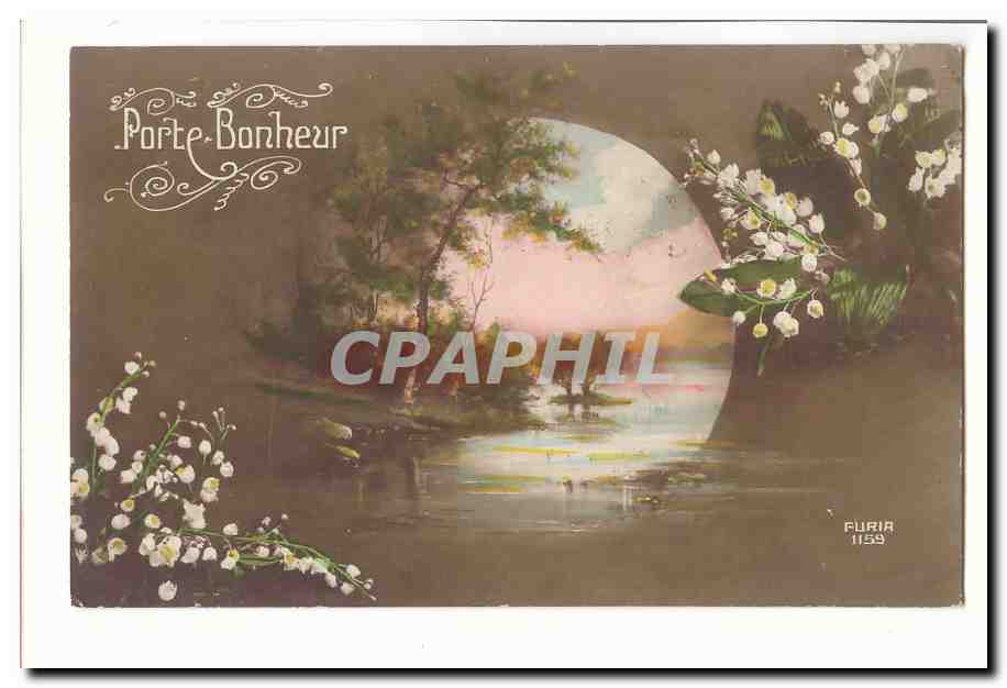 CPA Fantaisie Porte bonheur (muguet)