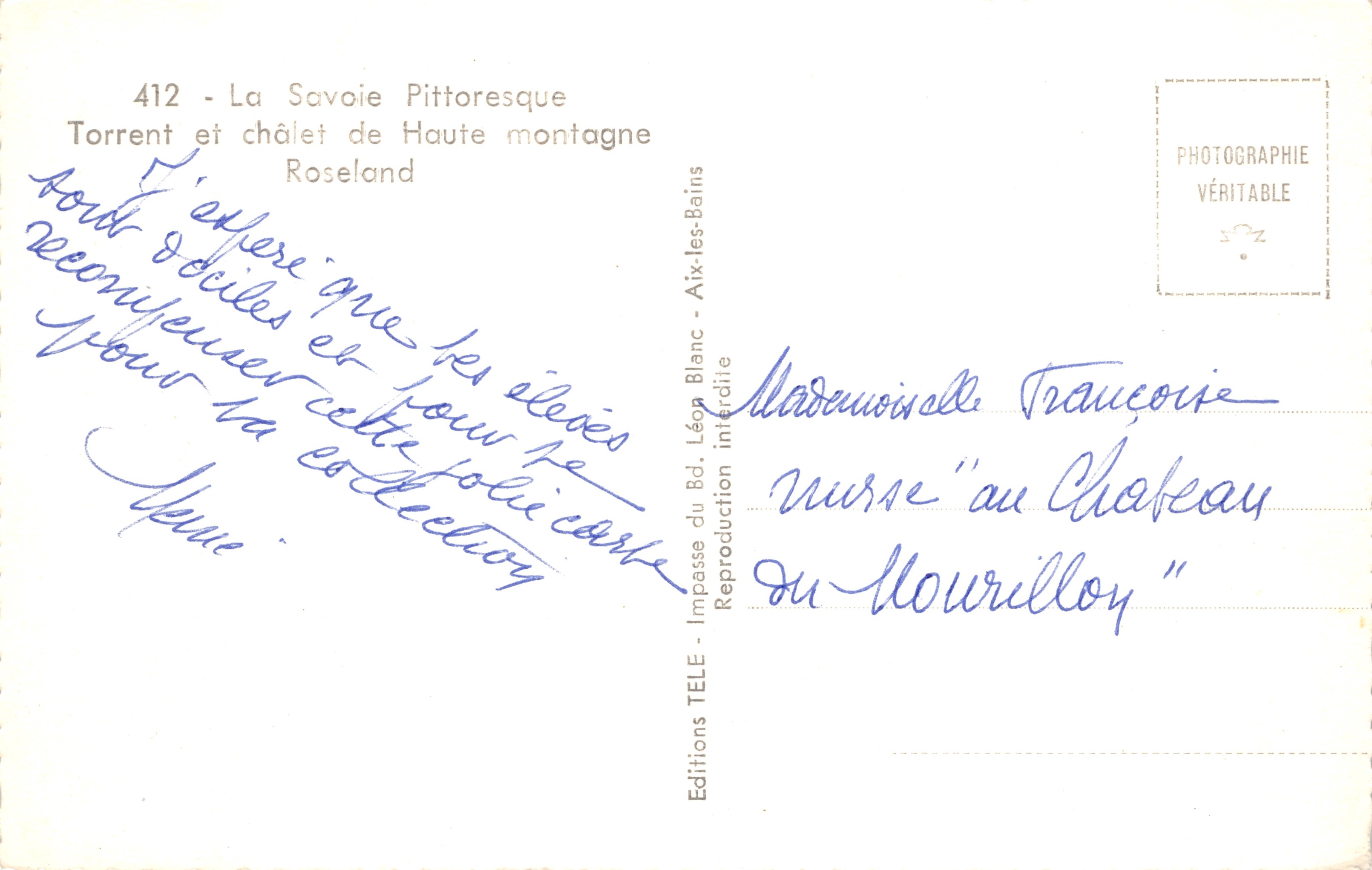 Roseland — Torrente y chalet de montaña — Editions TELE — Reverso