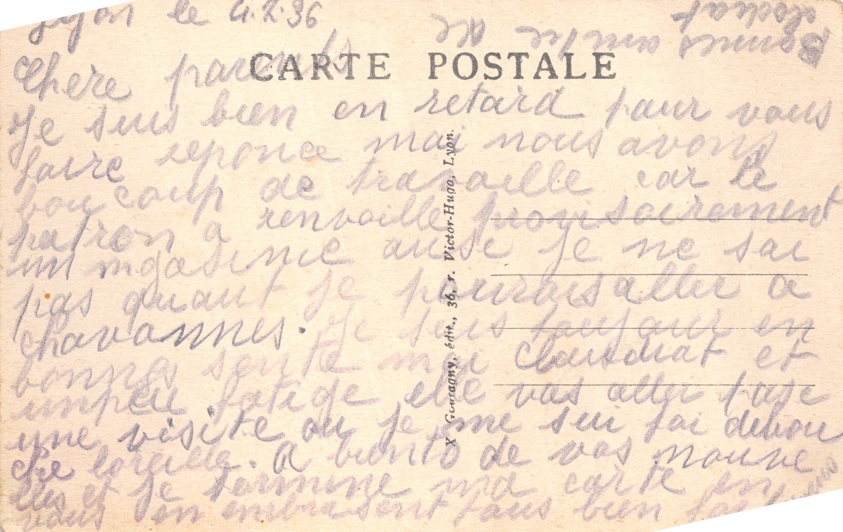 LYON — De Palais de la Foire — uitgever Victor-Hugo, n°46 — Achterkant