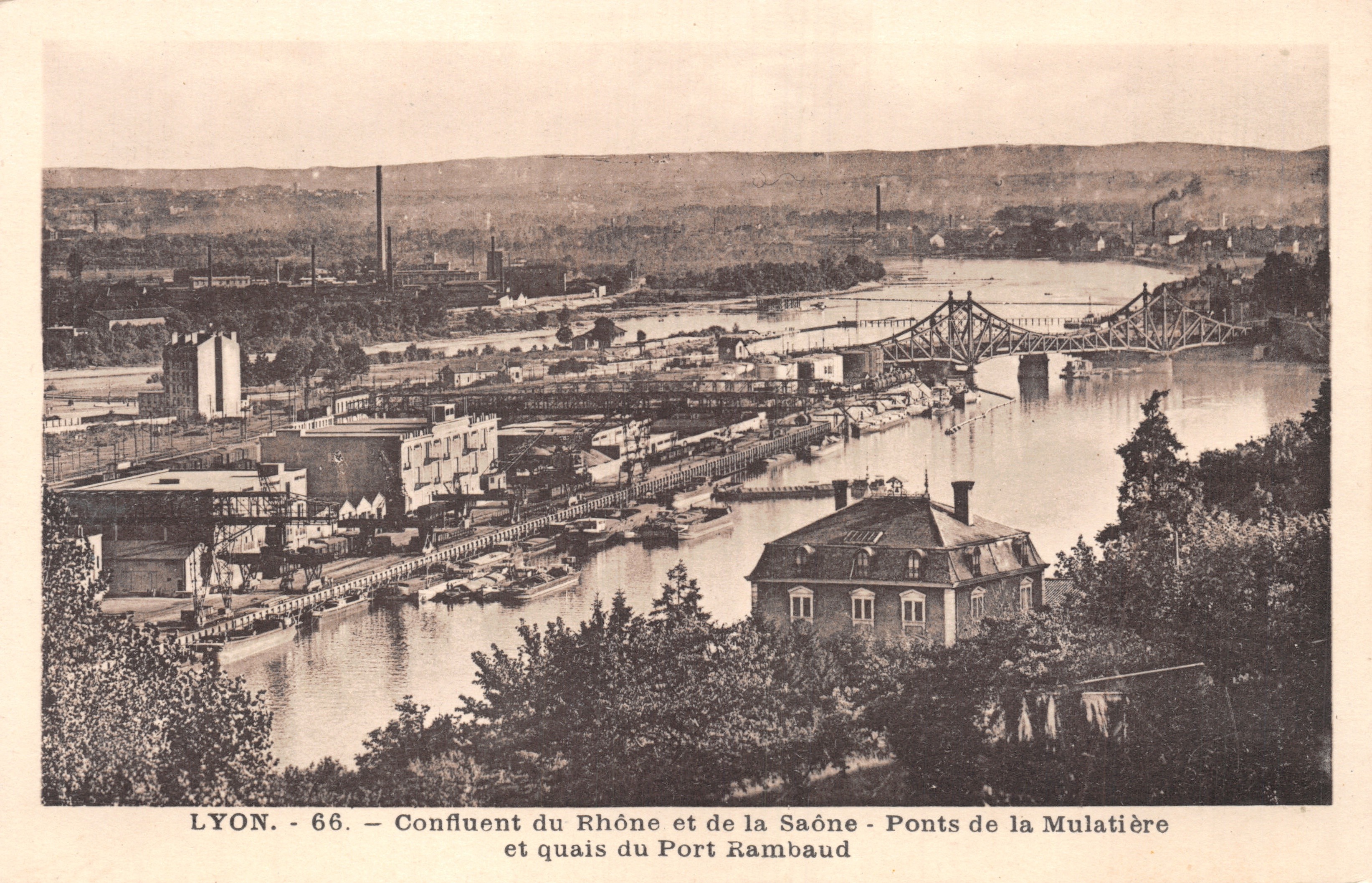 LYON. - 66. - Zusammenfluss des Rhône und Saône - Brücken der Mulatière und Kai des Port Rambaud