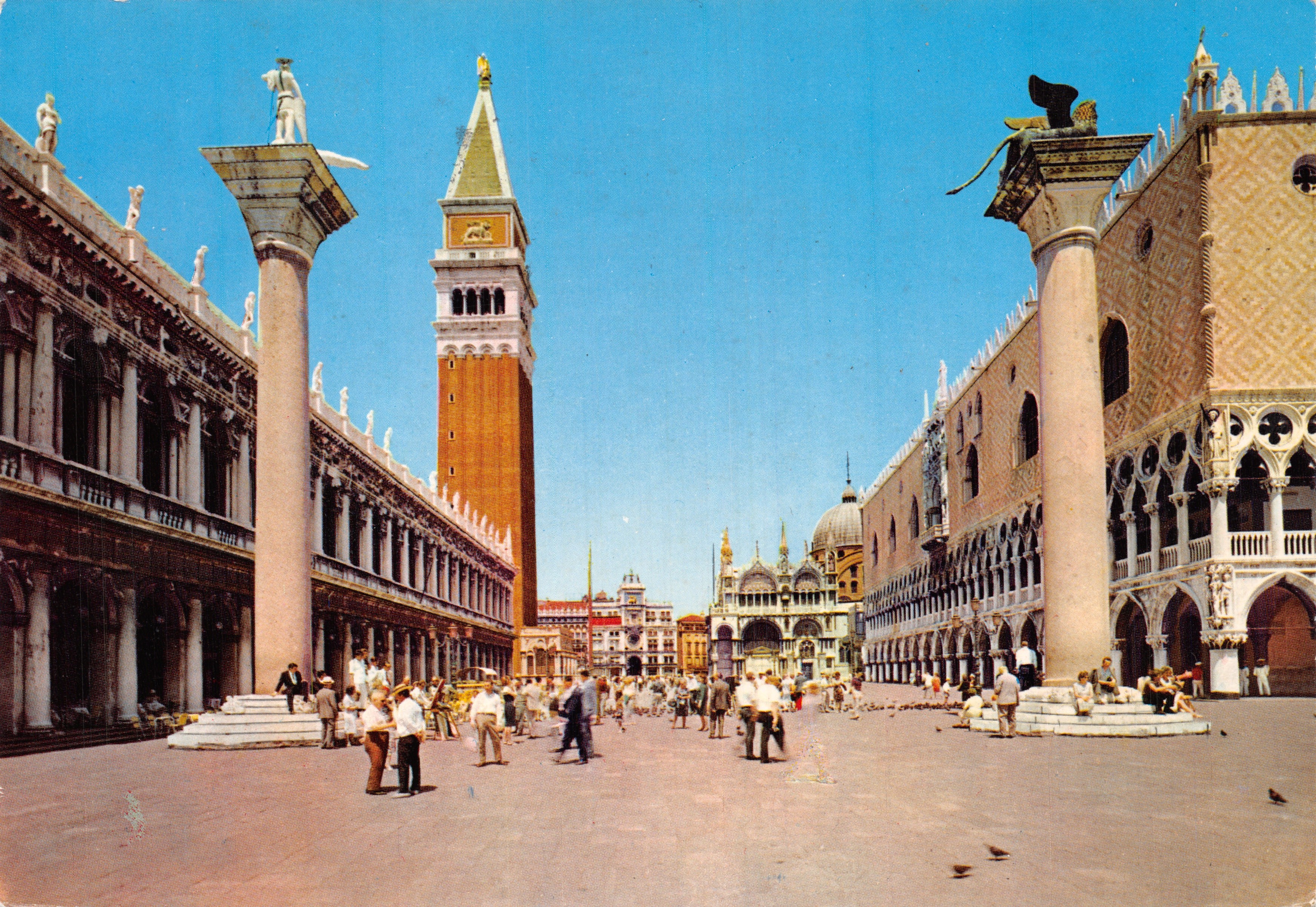 Piazza San Marco — vista panoramica con il campanile e le colonne — editore DA FOTOCOLOR KODAK EKTACHROME n°137