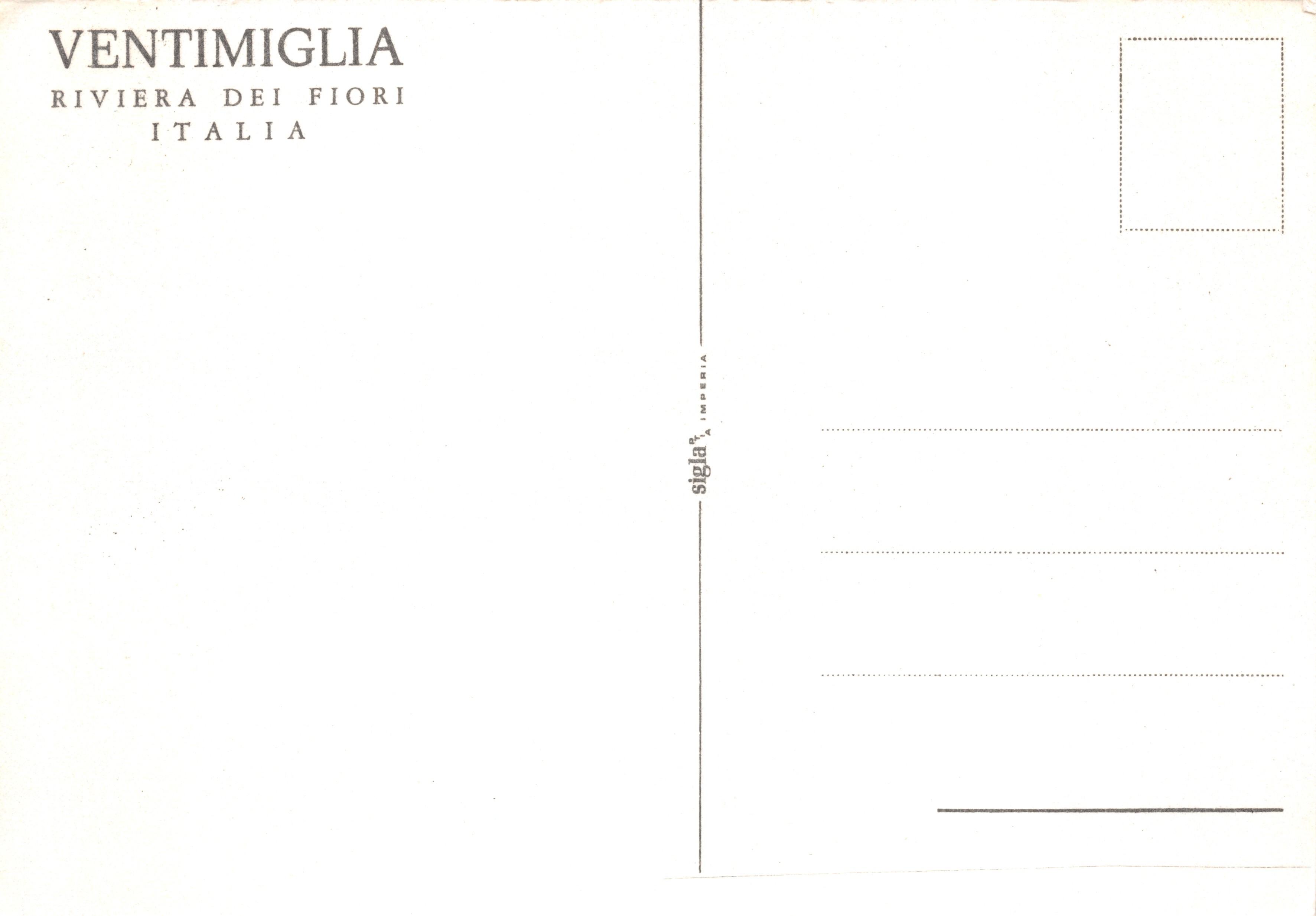 Ventimiglia — vue panoramique de la ville et du port — éditeur SIGLIA* IMPERIA — Rückseite