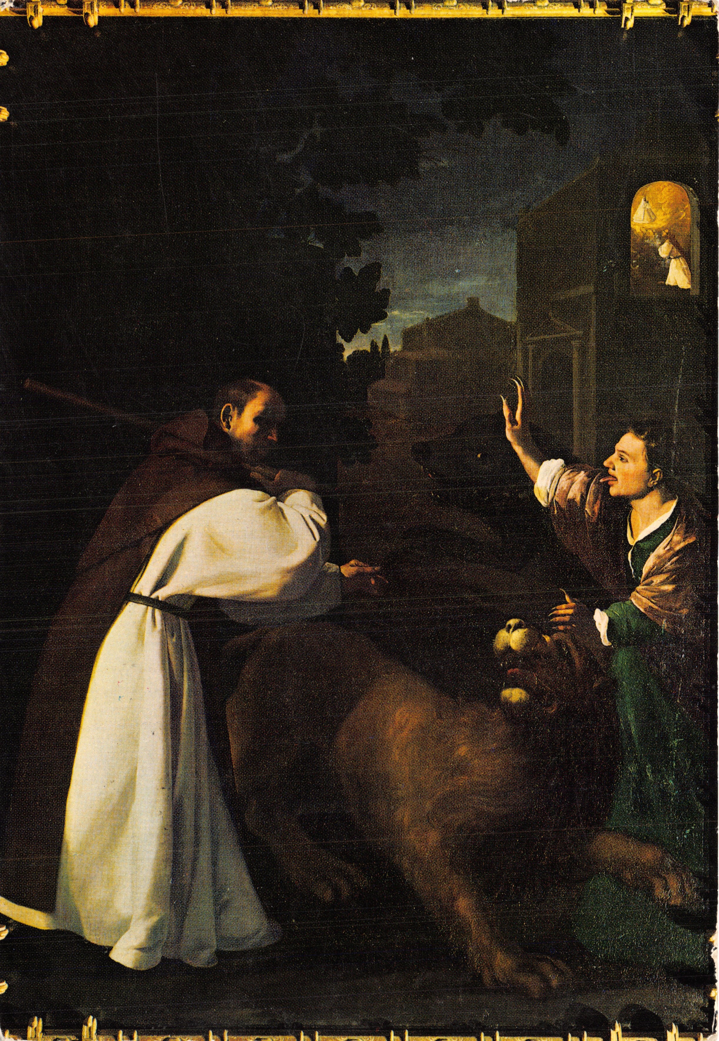 San Francisco de Asís y la leona — escena religiosa — editor García Garrabella & Cía. (n.º 35)