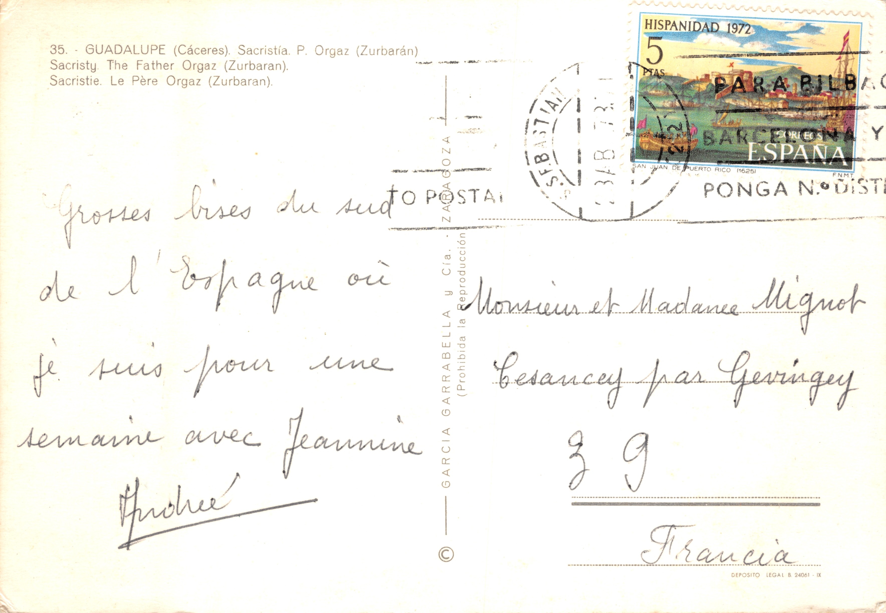San Francisco de Asís y la leona — escena religiosa — editor García Garrabella & Cía. (n.º 35) — Reverso