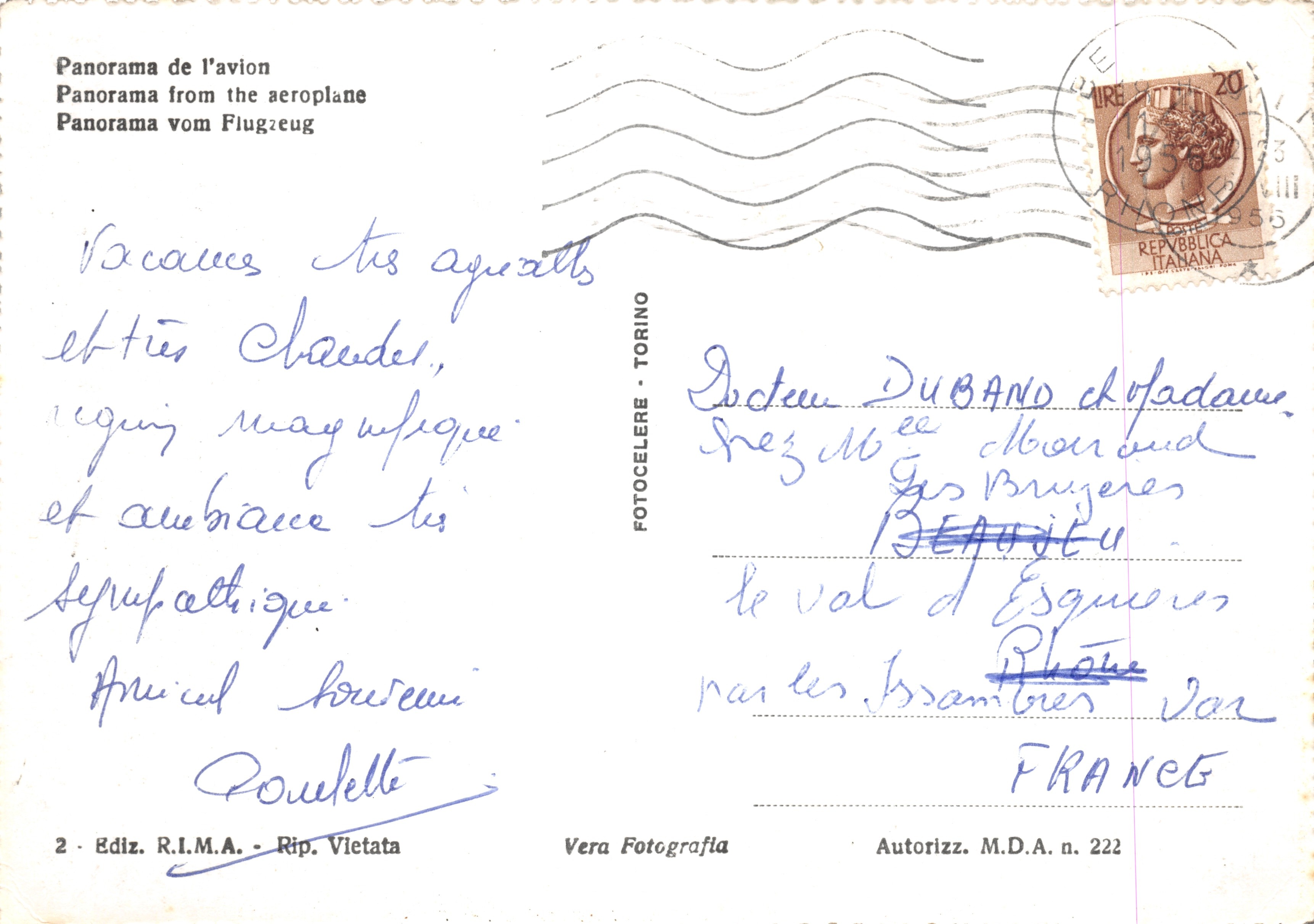 Rimini — Panorama aéreo — Editor R.I.M.A. n°2 — Reverso