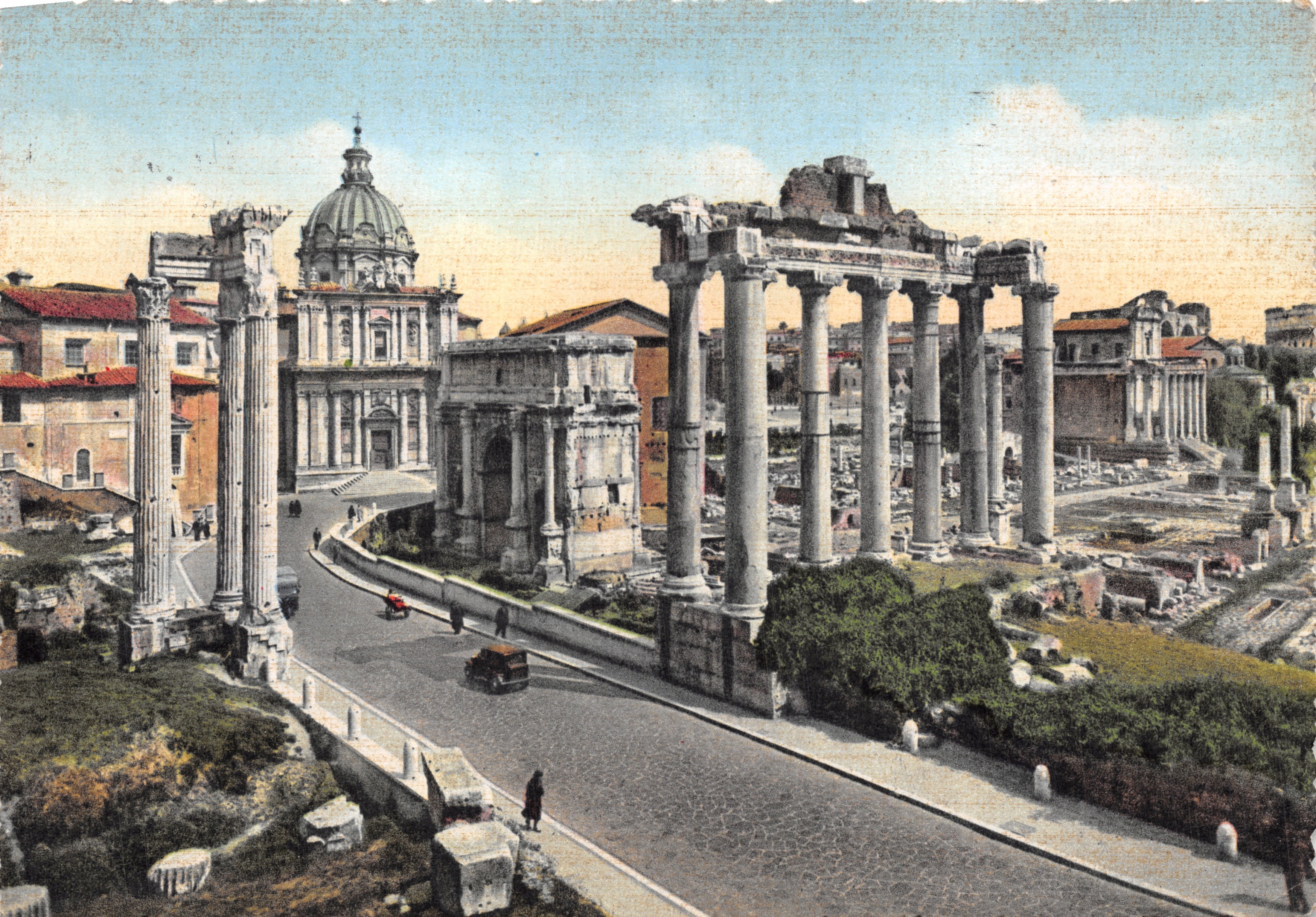 Rome - Ruïnes van het tempel van Saturnus — Forum Romanum — uitgever Stan Raffico, Cavour, Milan