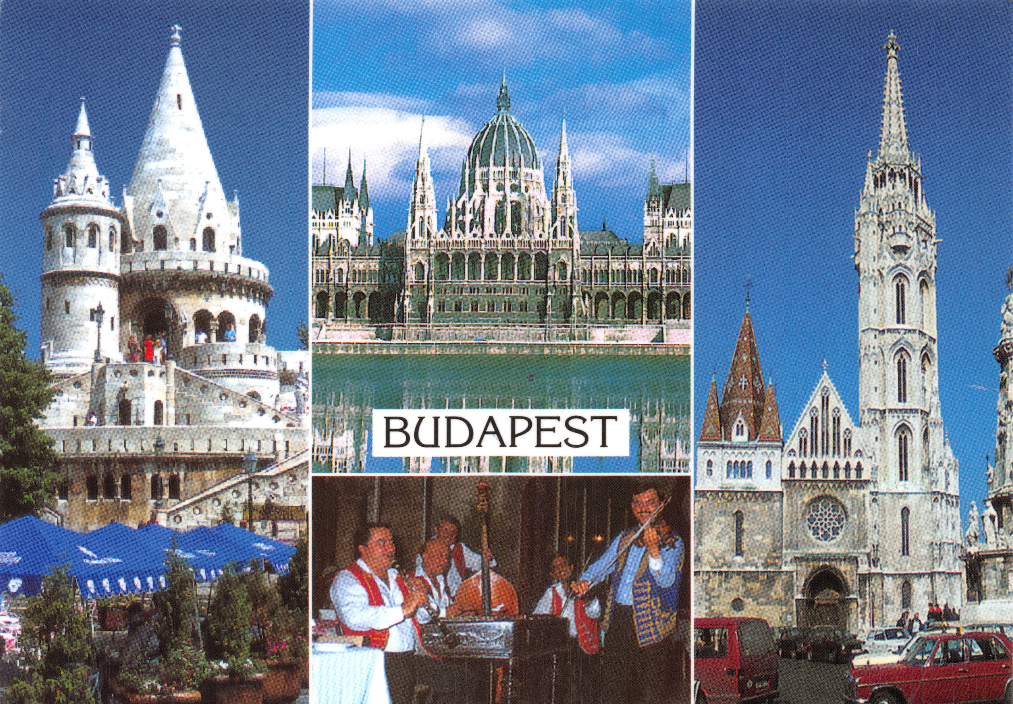 Budapest — vista panoramica dei monumenti (Edificio della Cittadella, Parlamento, Cattedrale) — Foto Pál Huber (N°29)