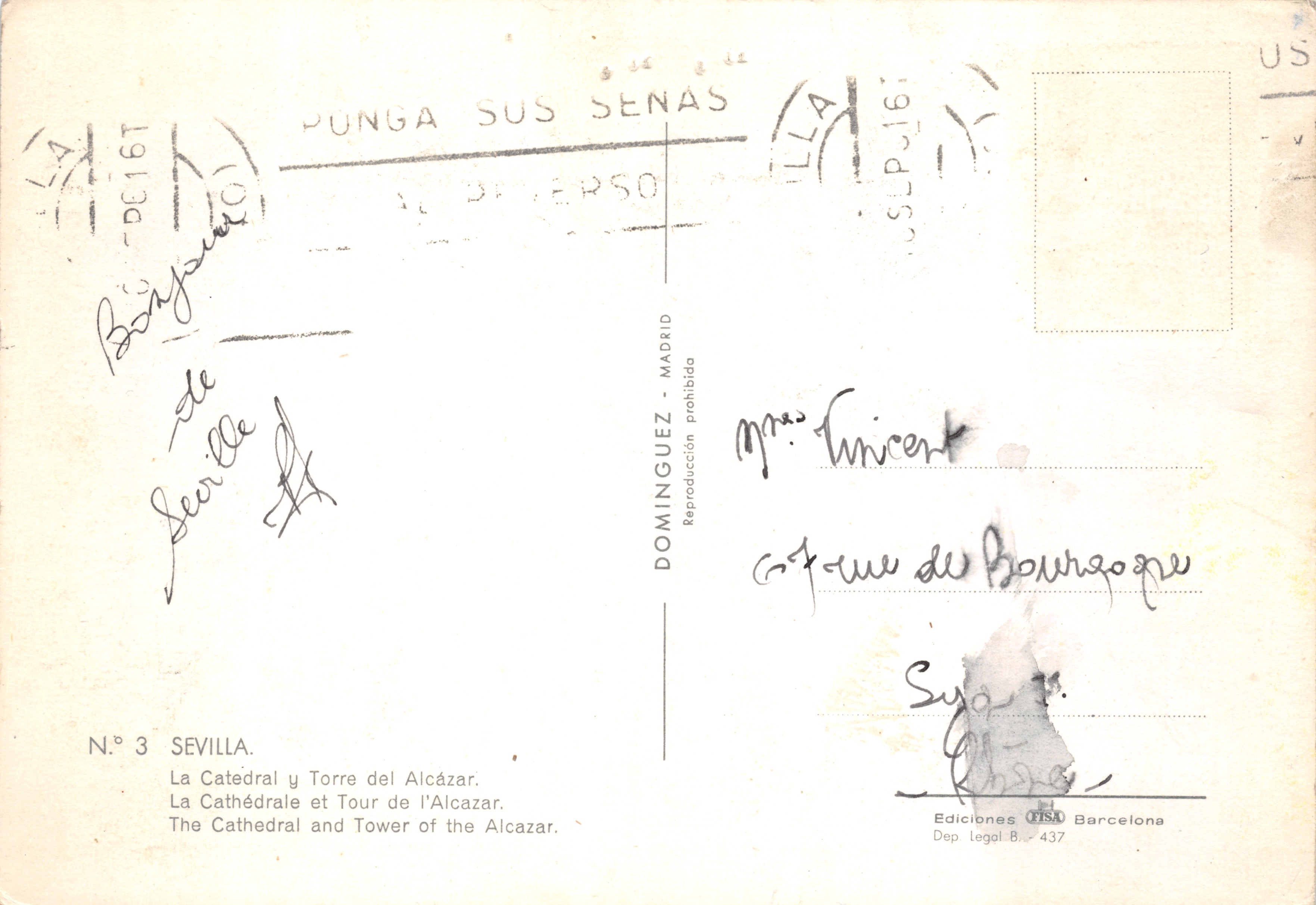 La Cathédrale et Tour de l'Alcazar — Séville — Éditions OTISA, N°3 — Achterkant