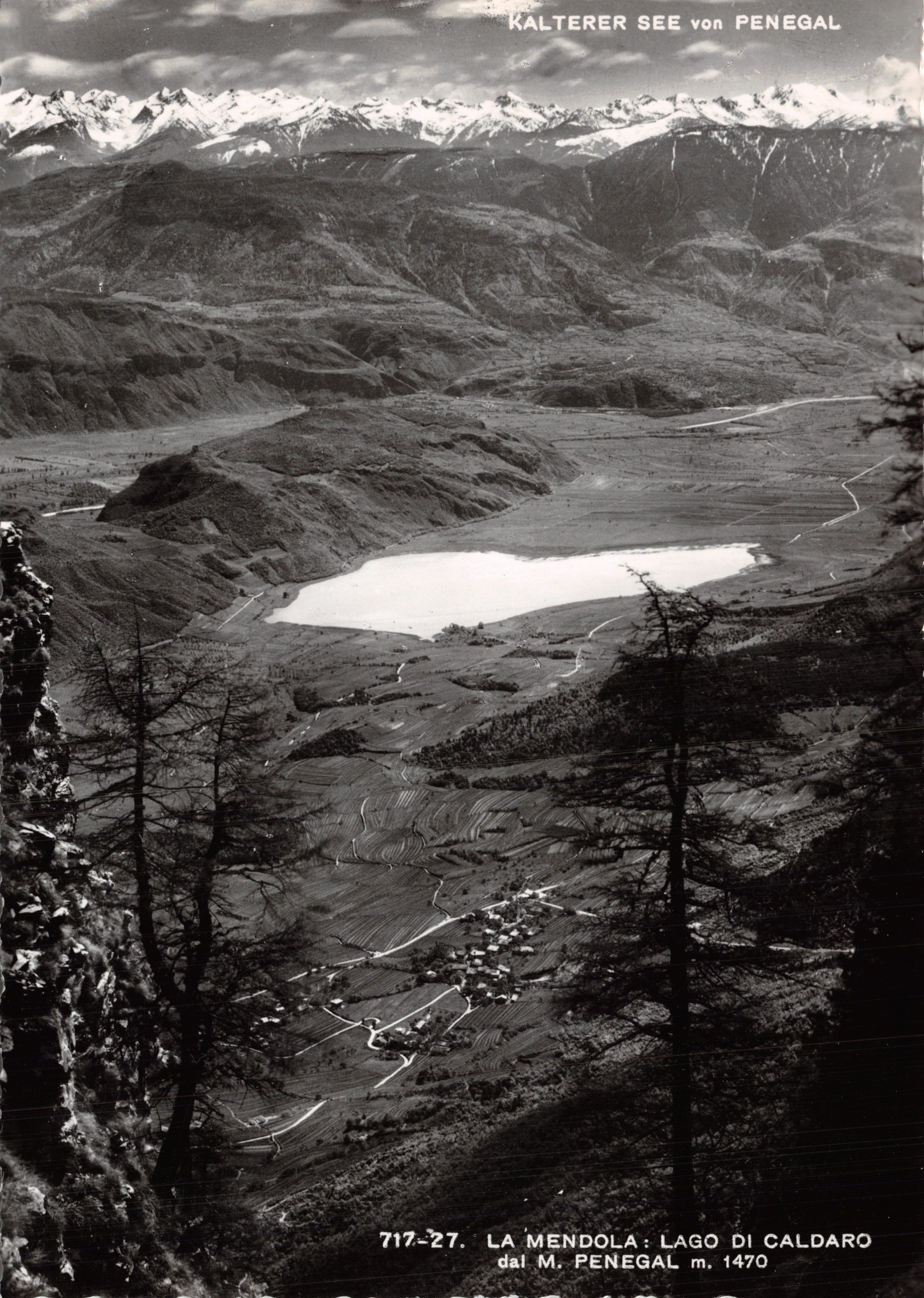 Lac de Caldaro — vue depuis le col de Penegal — éditeur 'Fotografie Dolzaro' n°717-27